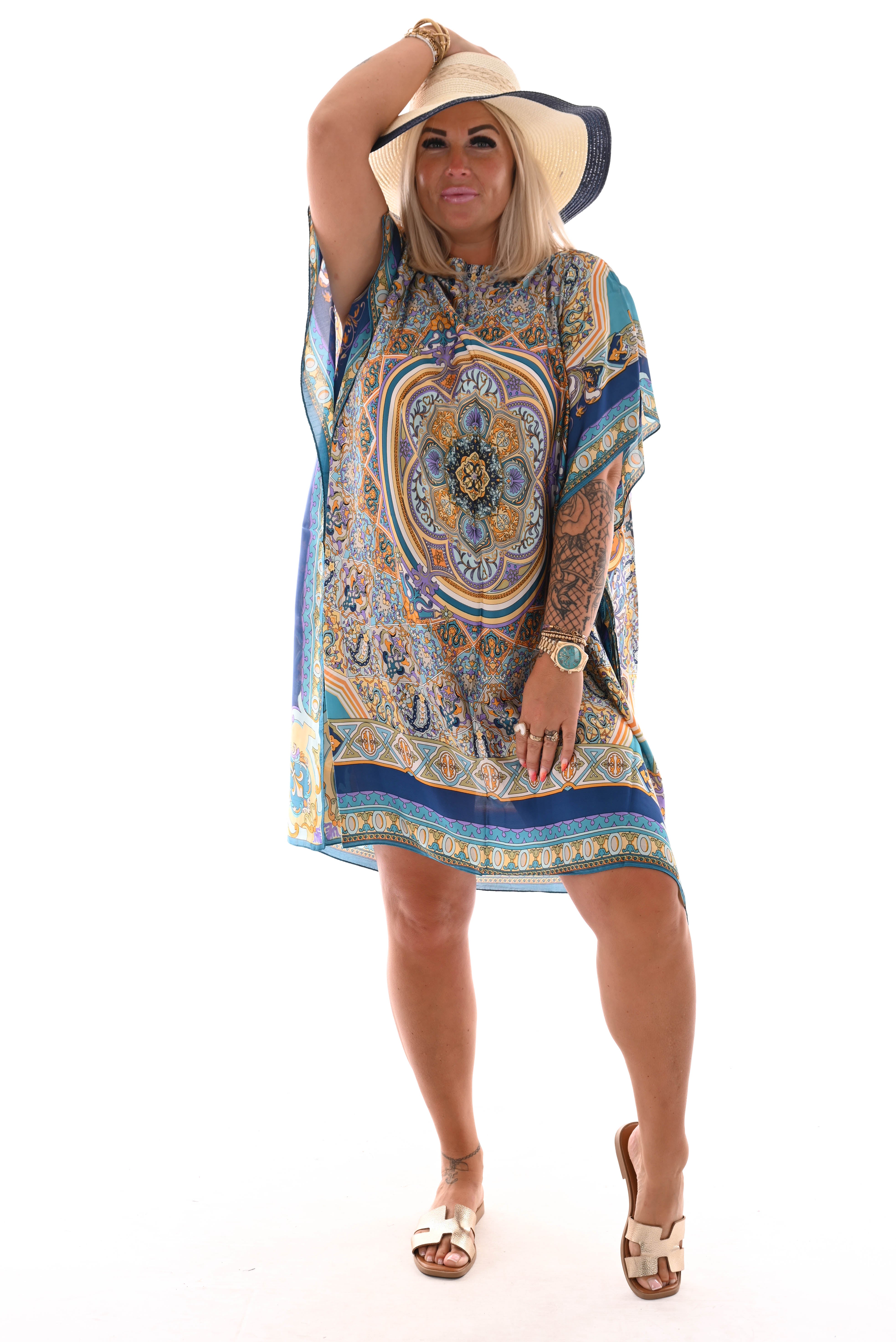 Kaftan barok lila/marineblauw