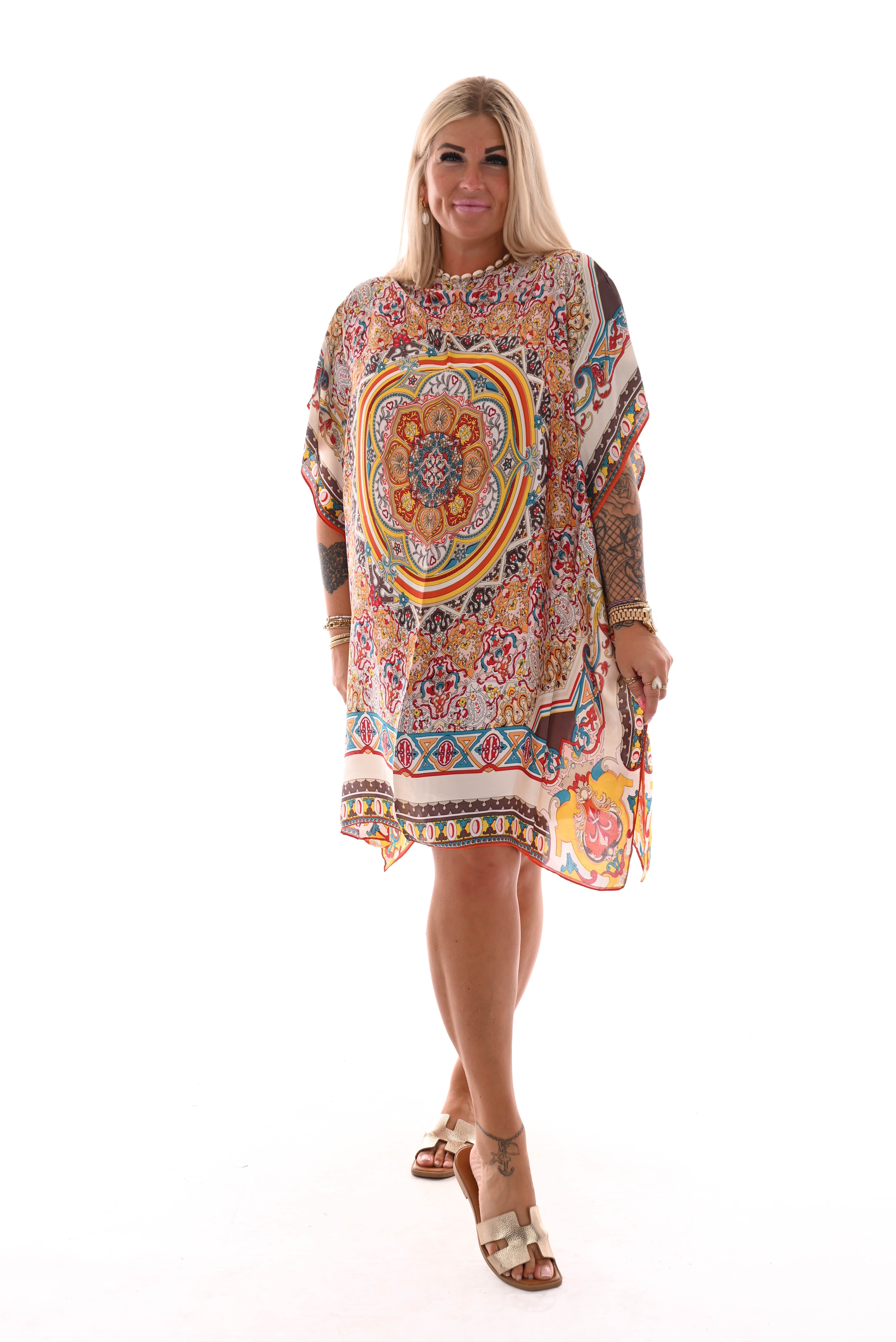 Kaftan barok roomwit/taupe