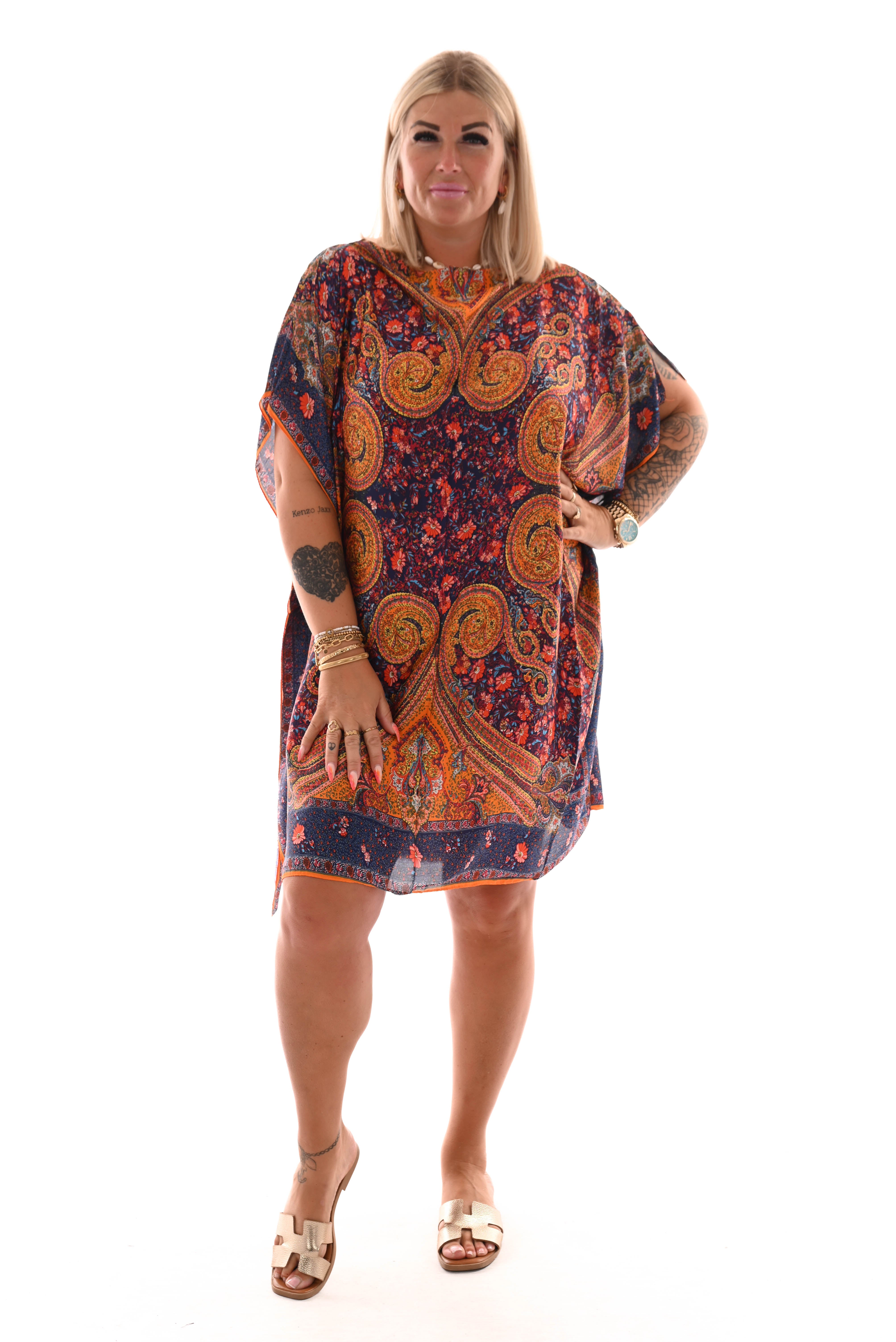 Kaftan paisley oranje