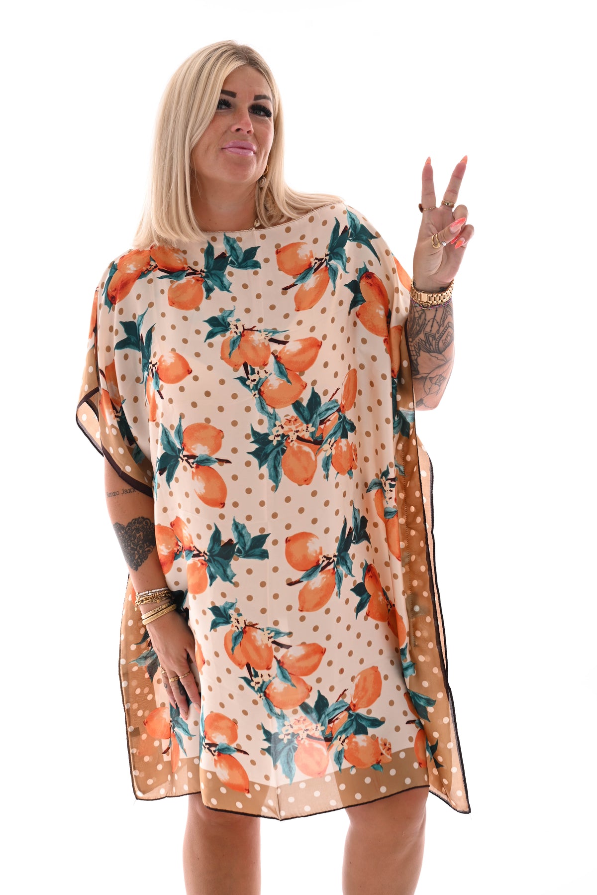 Kaftan lemons roomwit