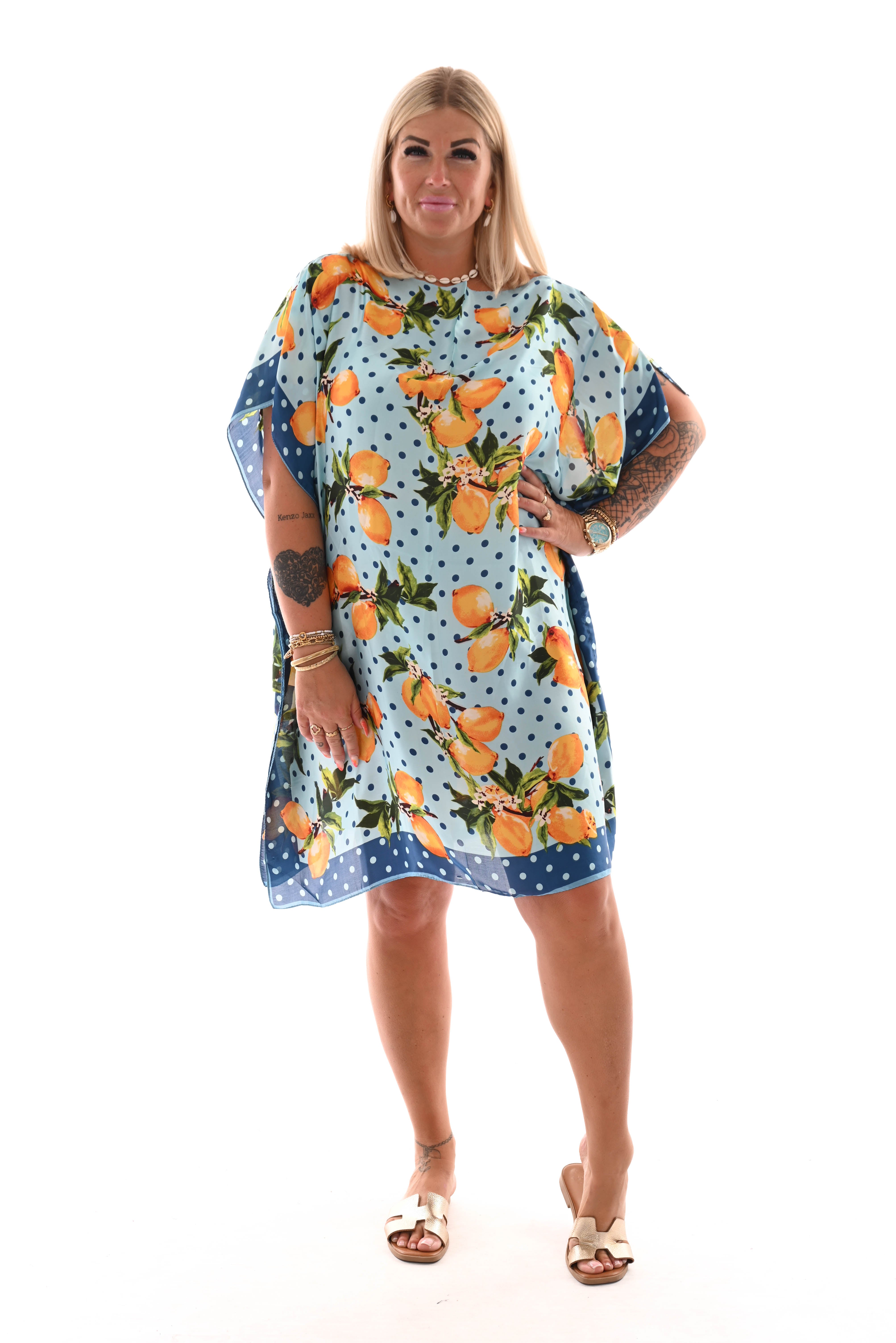 Kaftan lemons lichtblauw