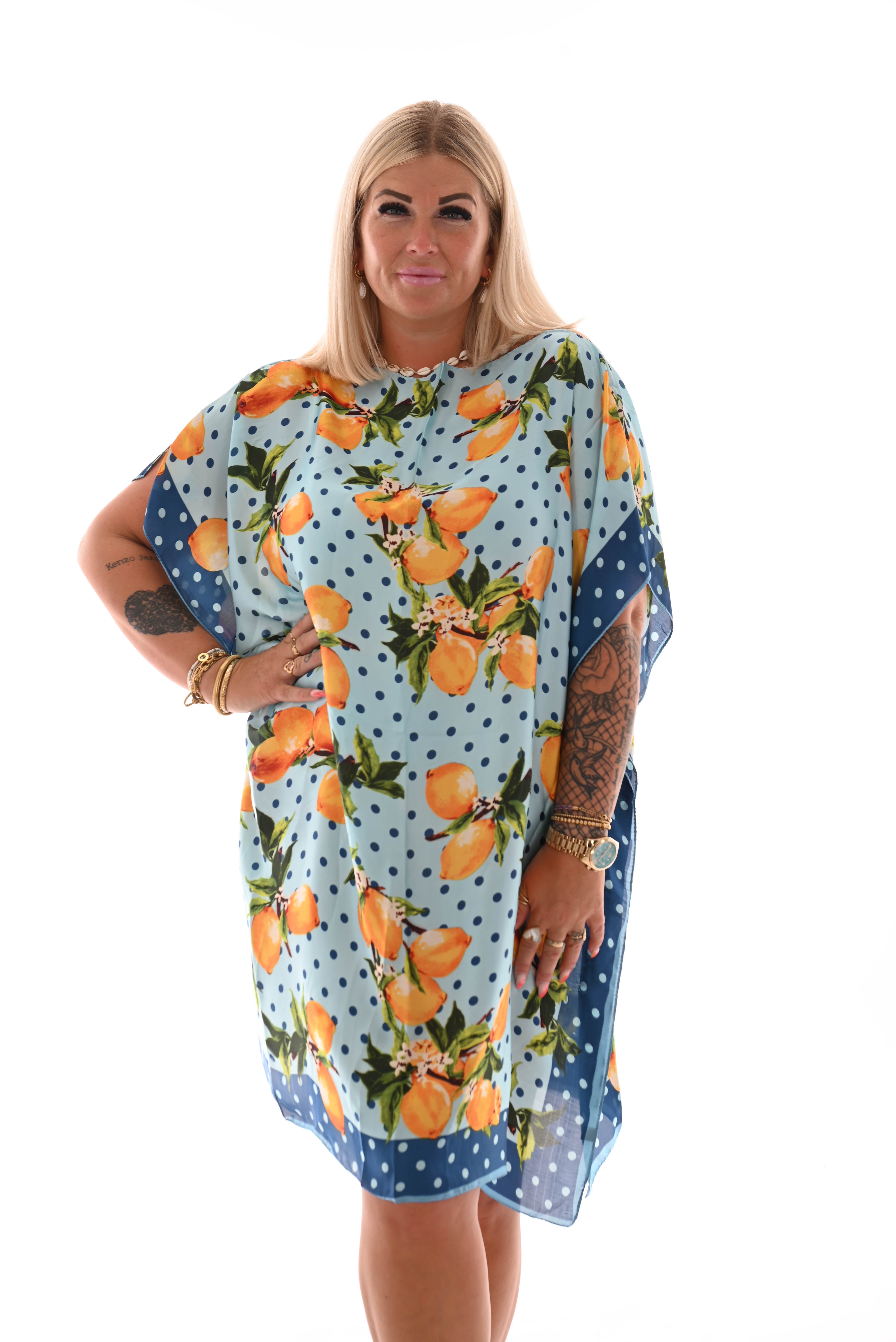 Kaftan lemons lichtblauw