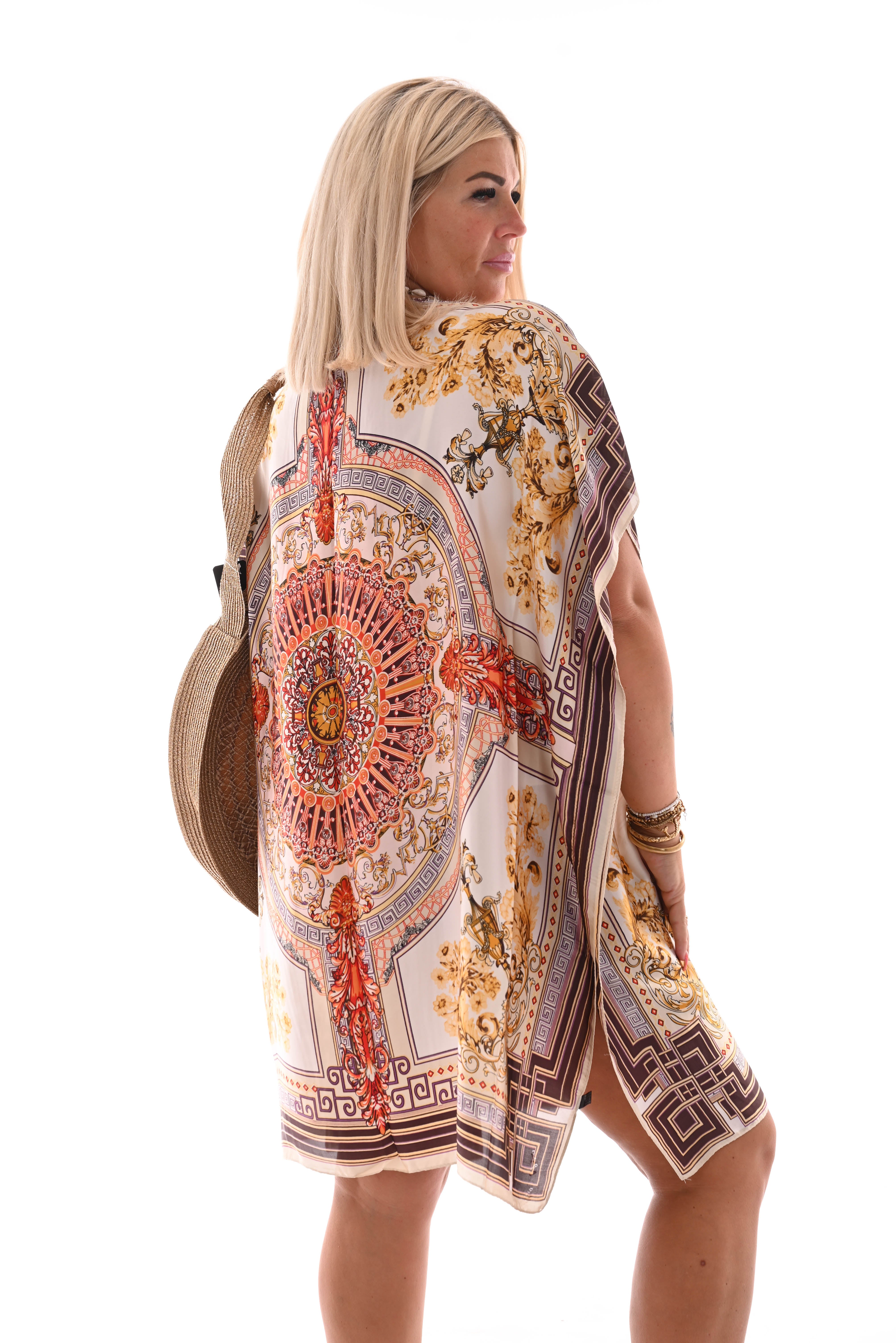 Kaftan barok bloemen oranje