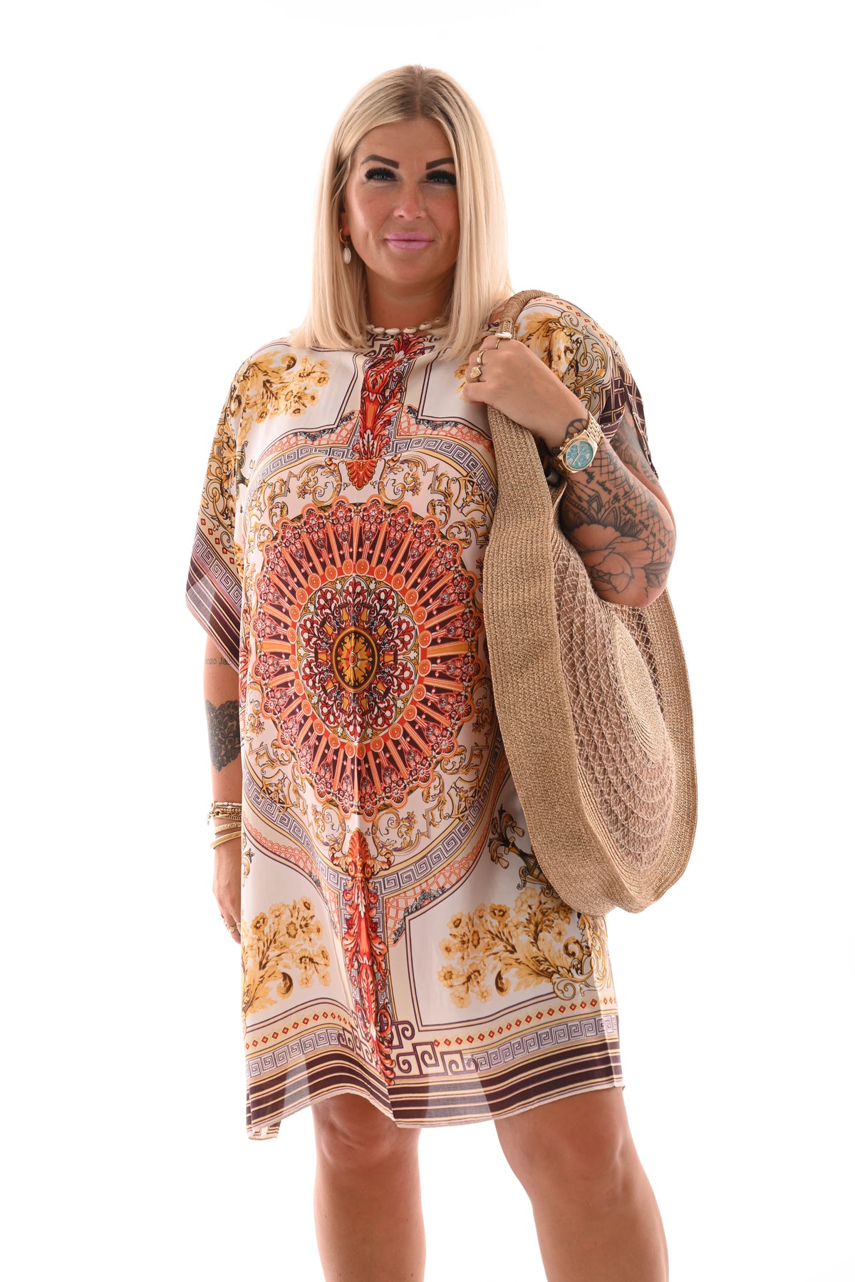 Kaftan barok bloemen oranje