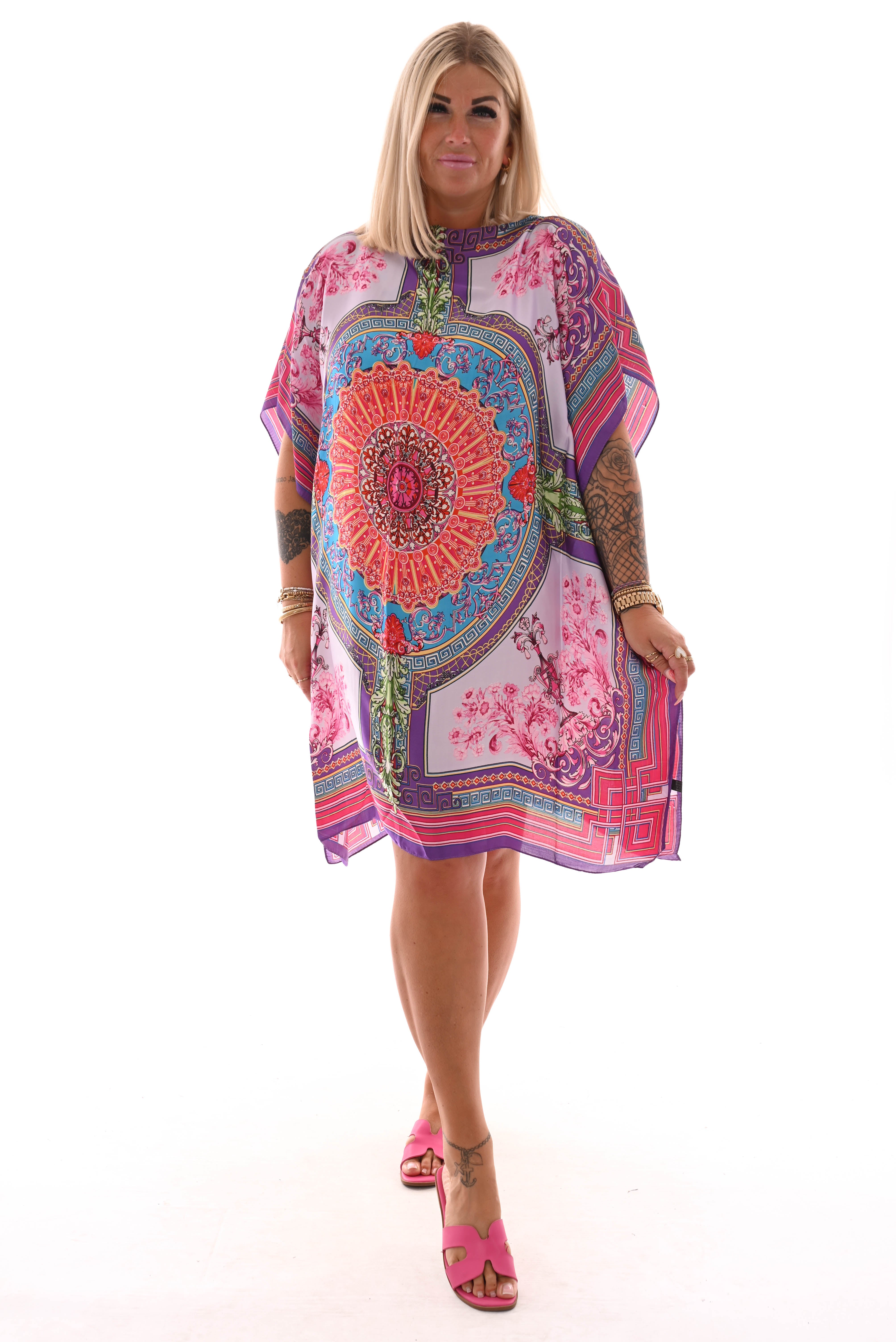 Kaftan barok bloemen paars