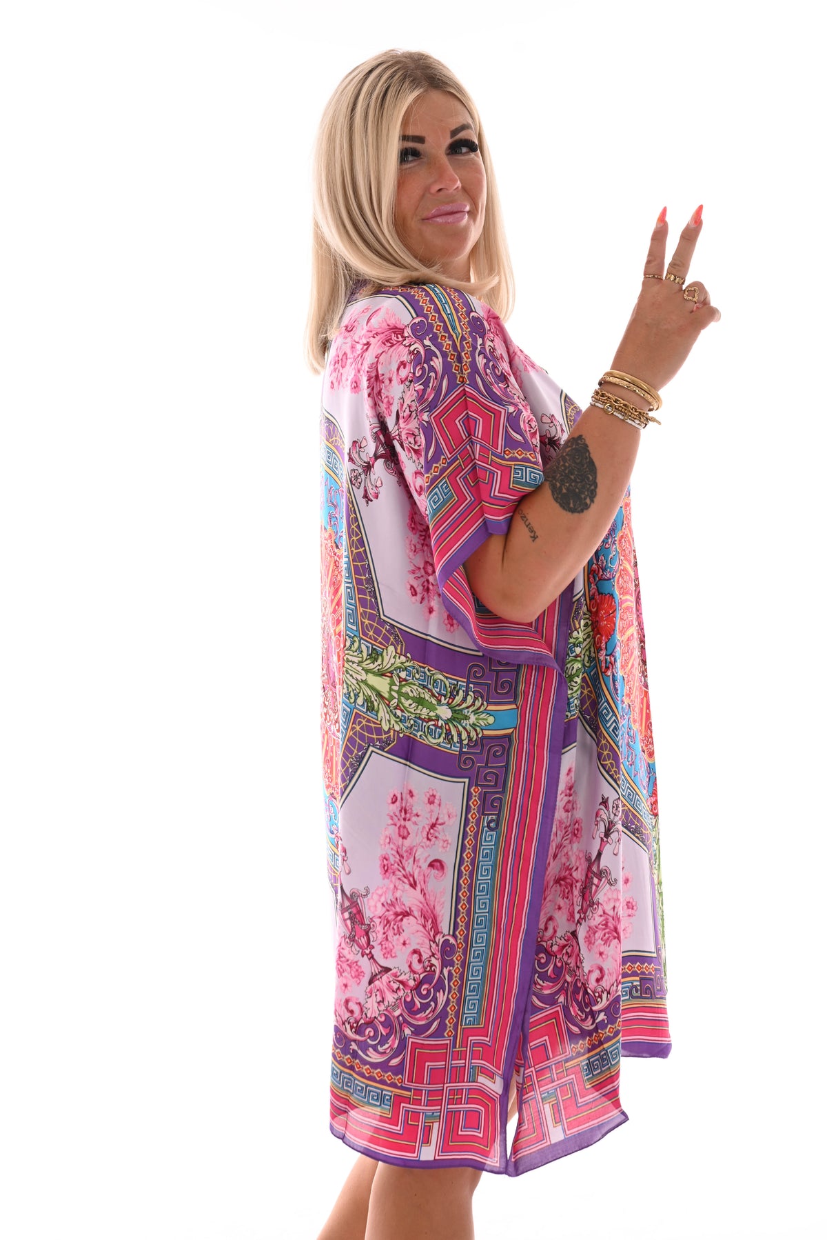 Kaftan barok bloemen paars