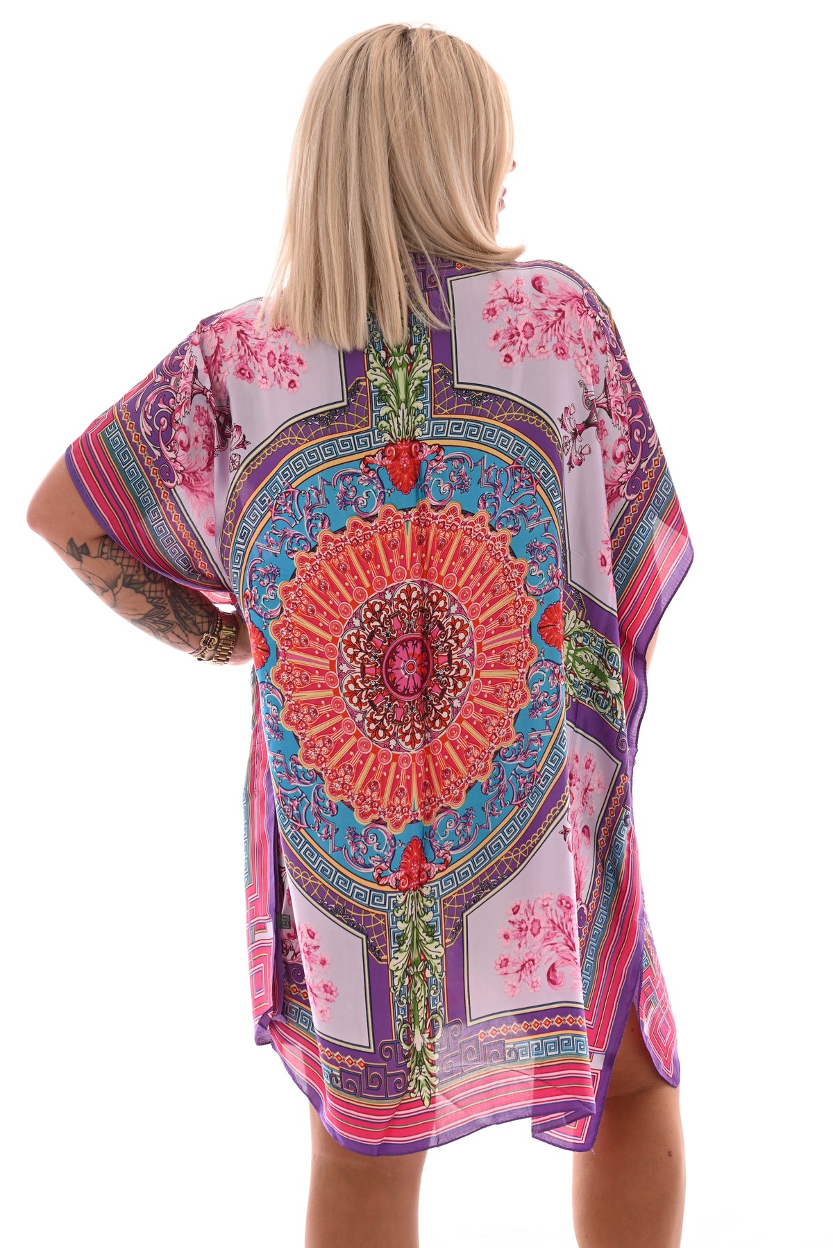 Kaftan barok bloemen paars