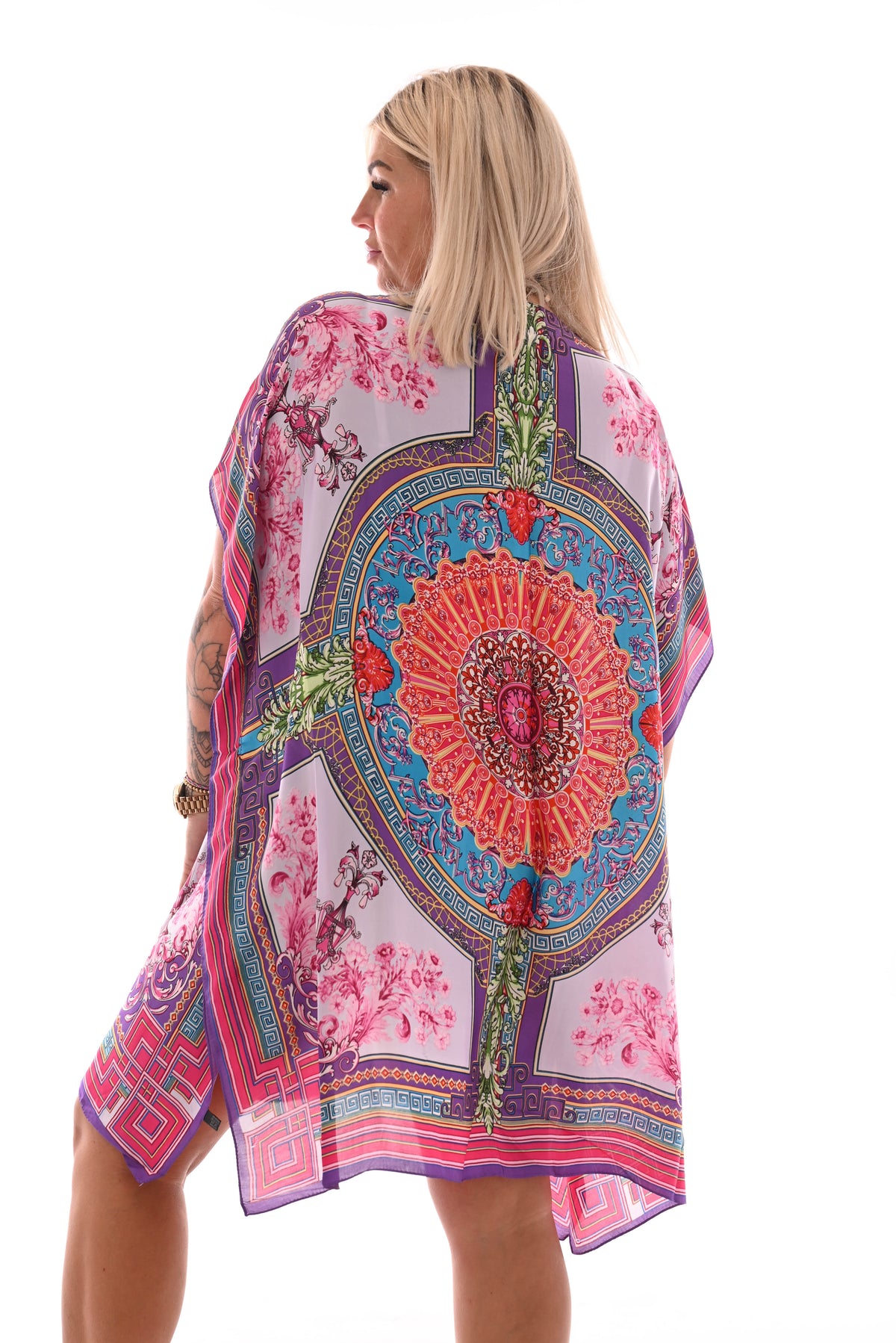 Kaftan barok bloemen paars