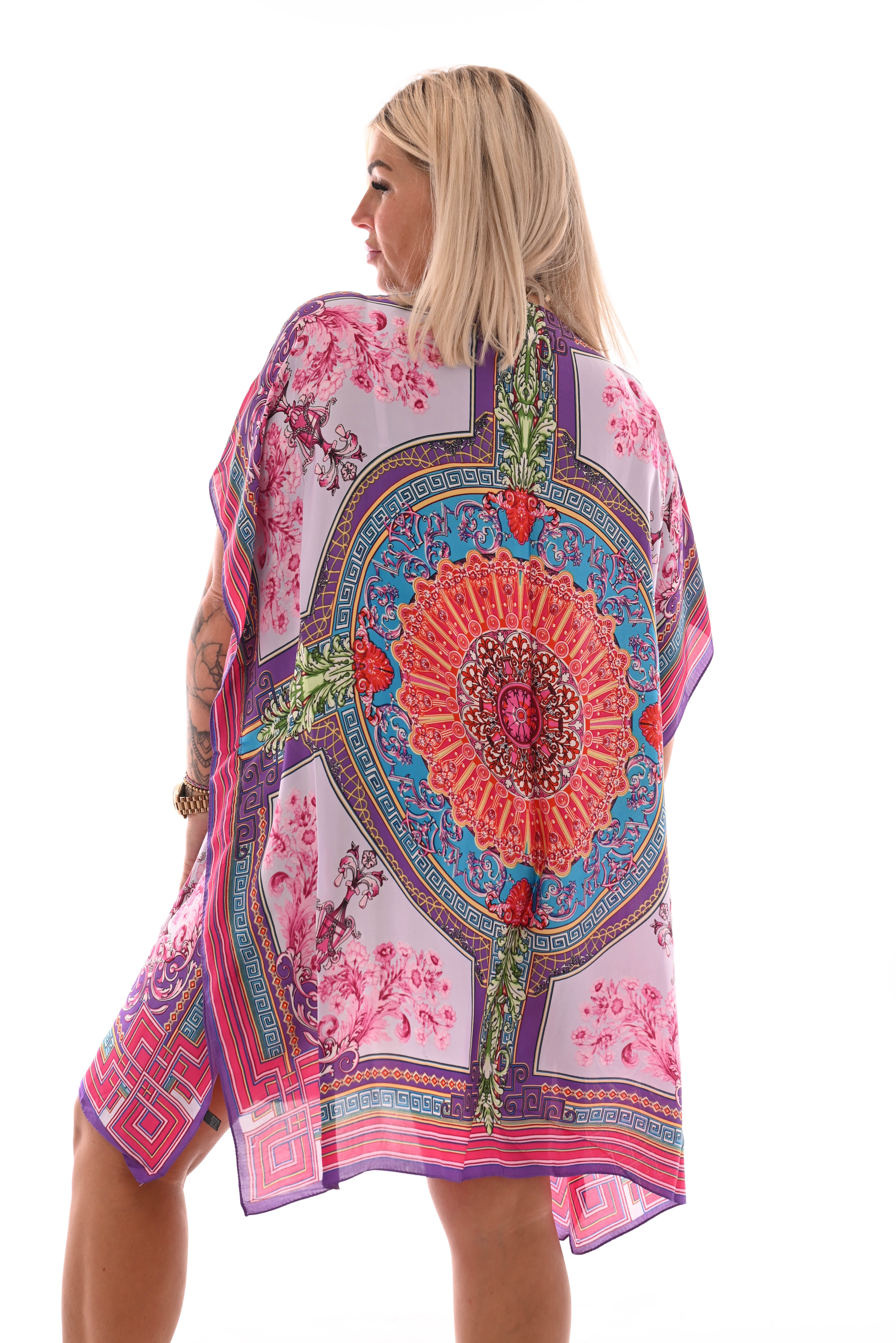 Kaftan barok bloemen paars
