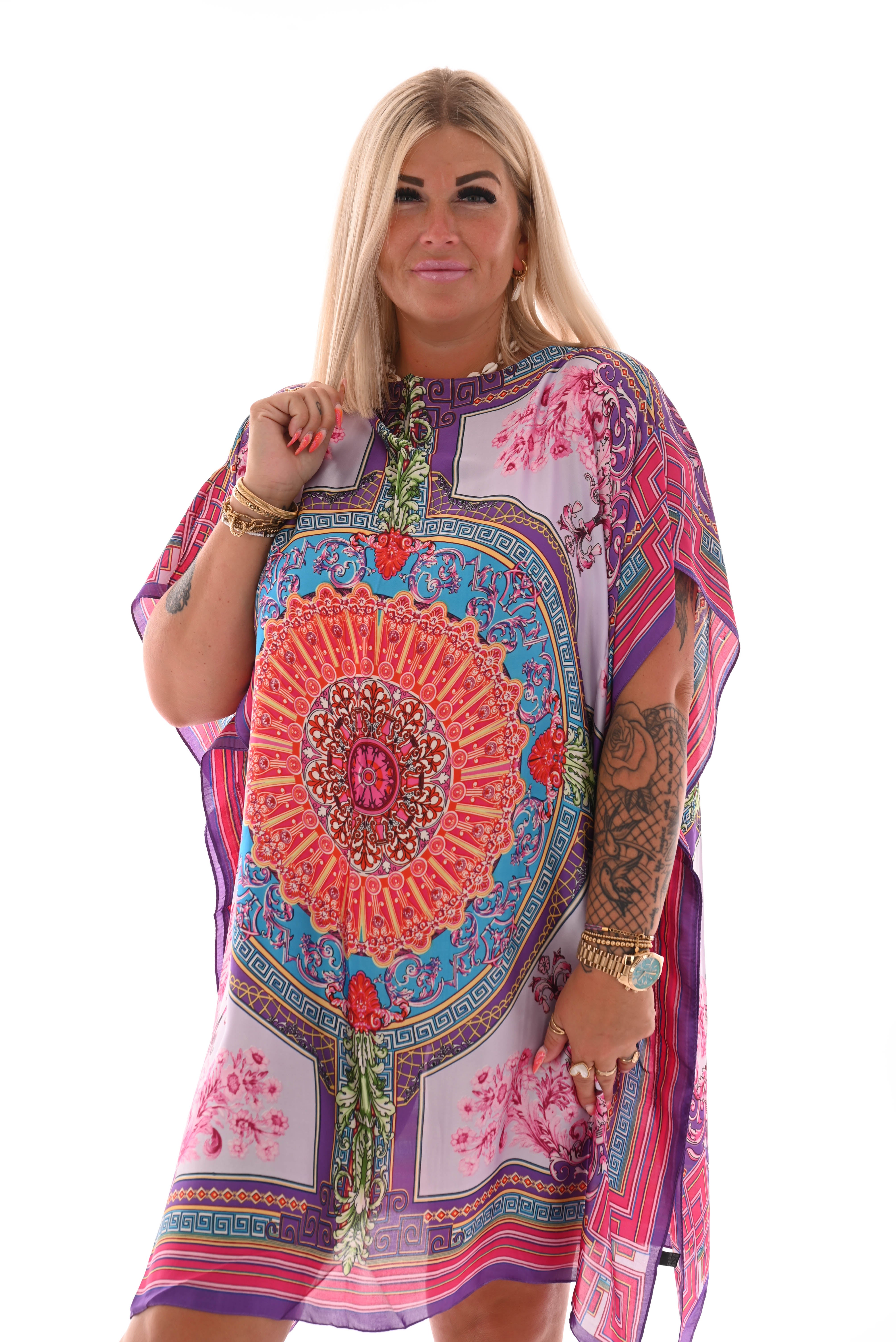 Kaftan barok bloemen paars