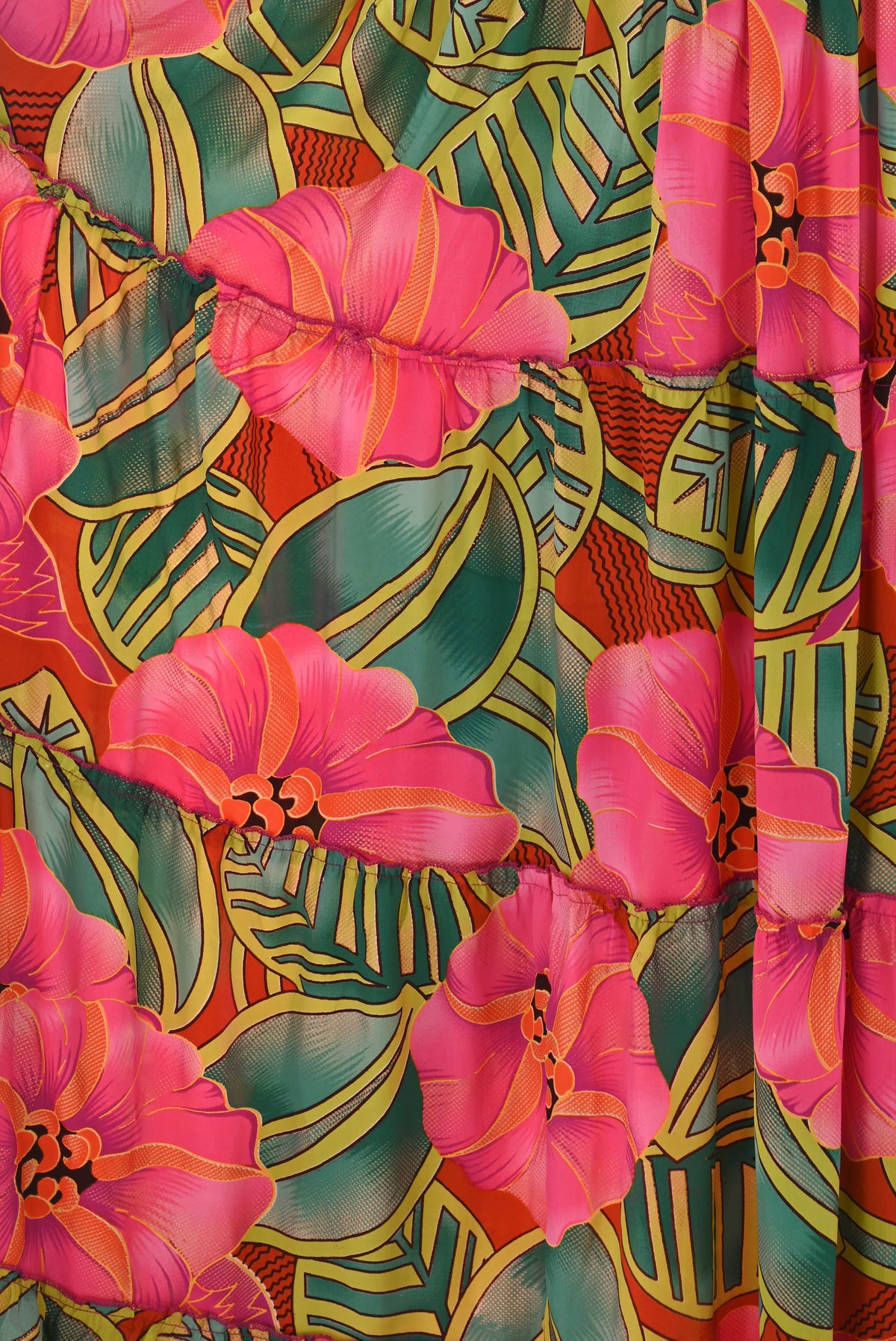 Smock jurk stroken roze/lime