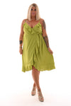 Midi wikkeljurk spaghetti bandjes roezels uni lime