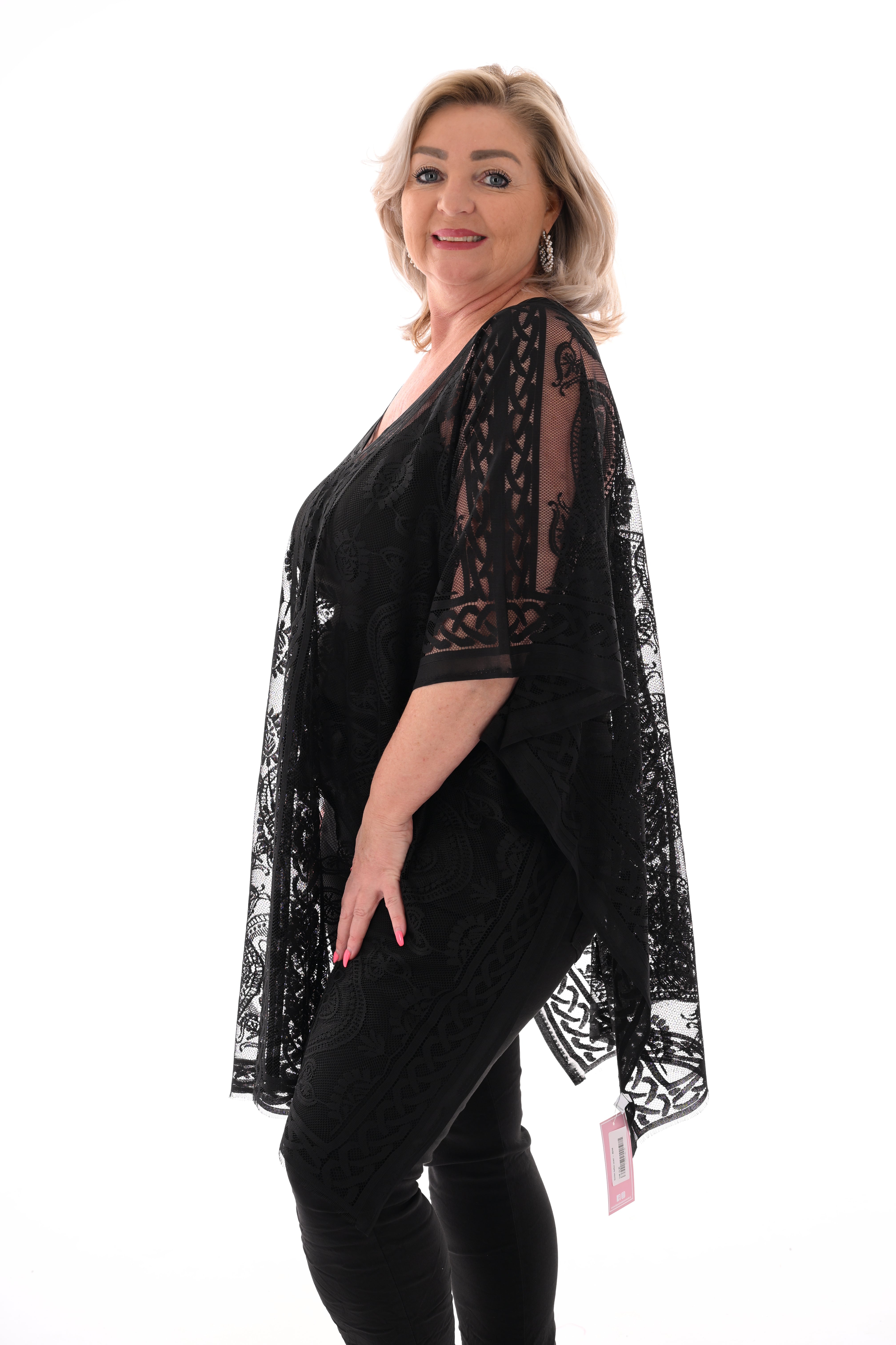 Kanten kaftan zwart