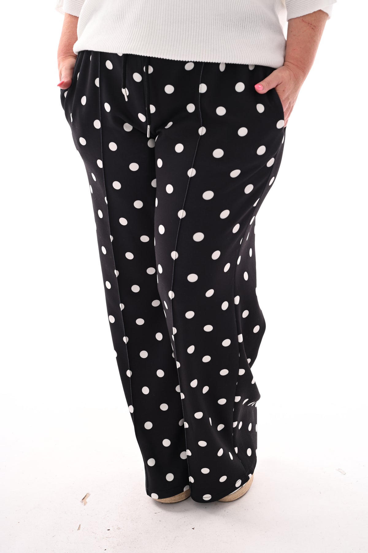 Broek stippen elastieken band zwart