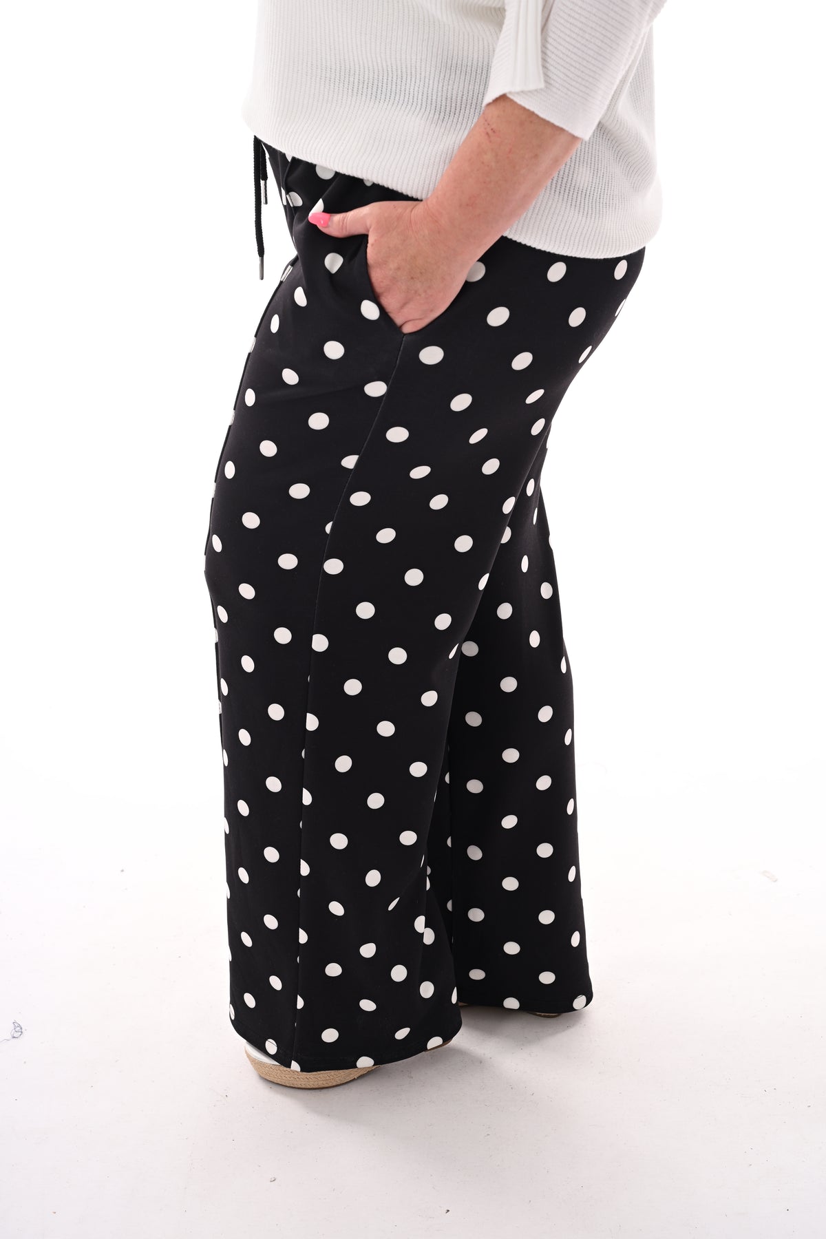 Broek stippen elastieken band zwart