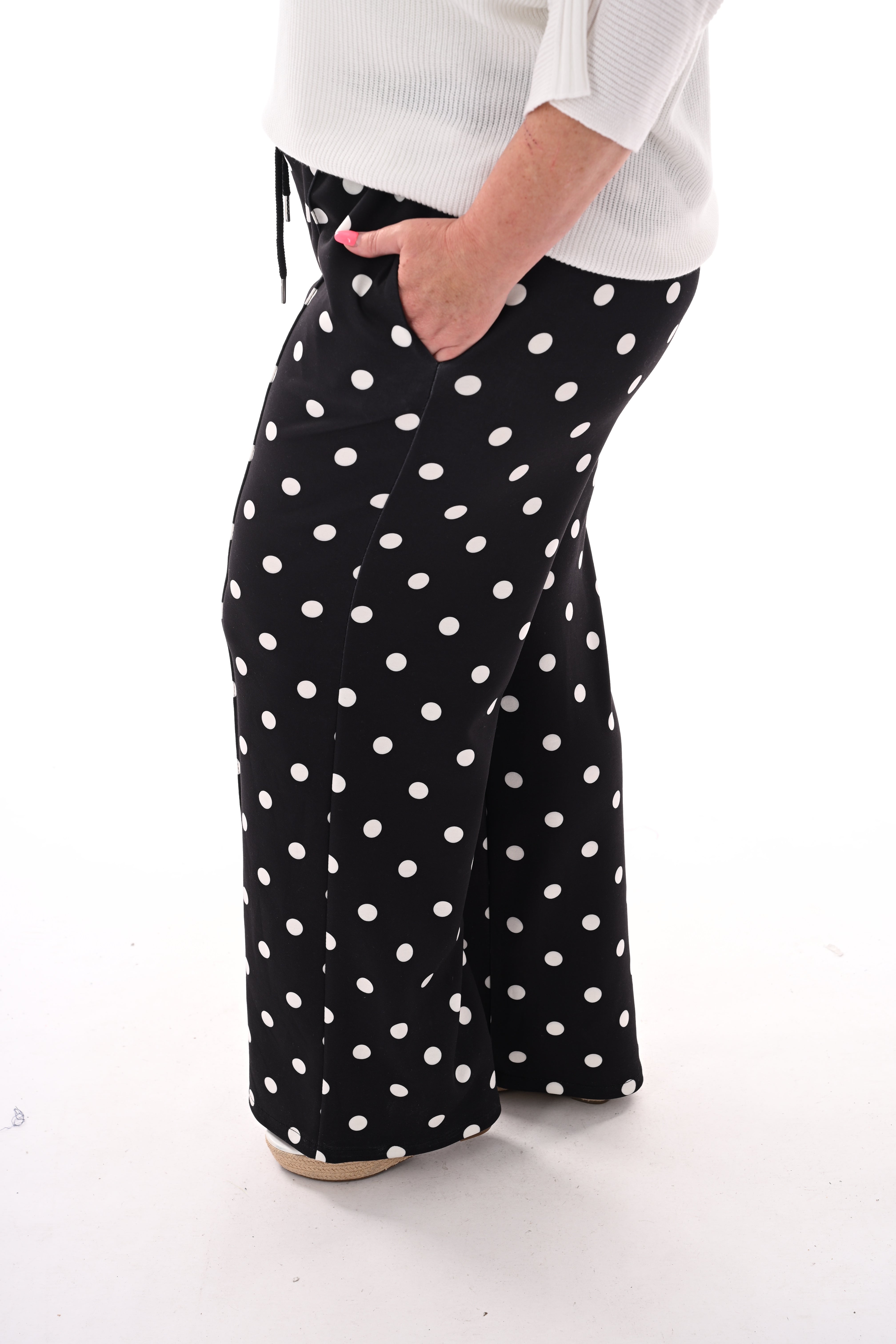 Broek stippen elastieken band zwart
