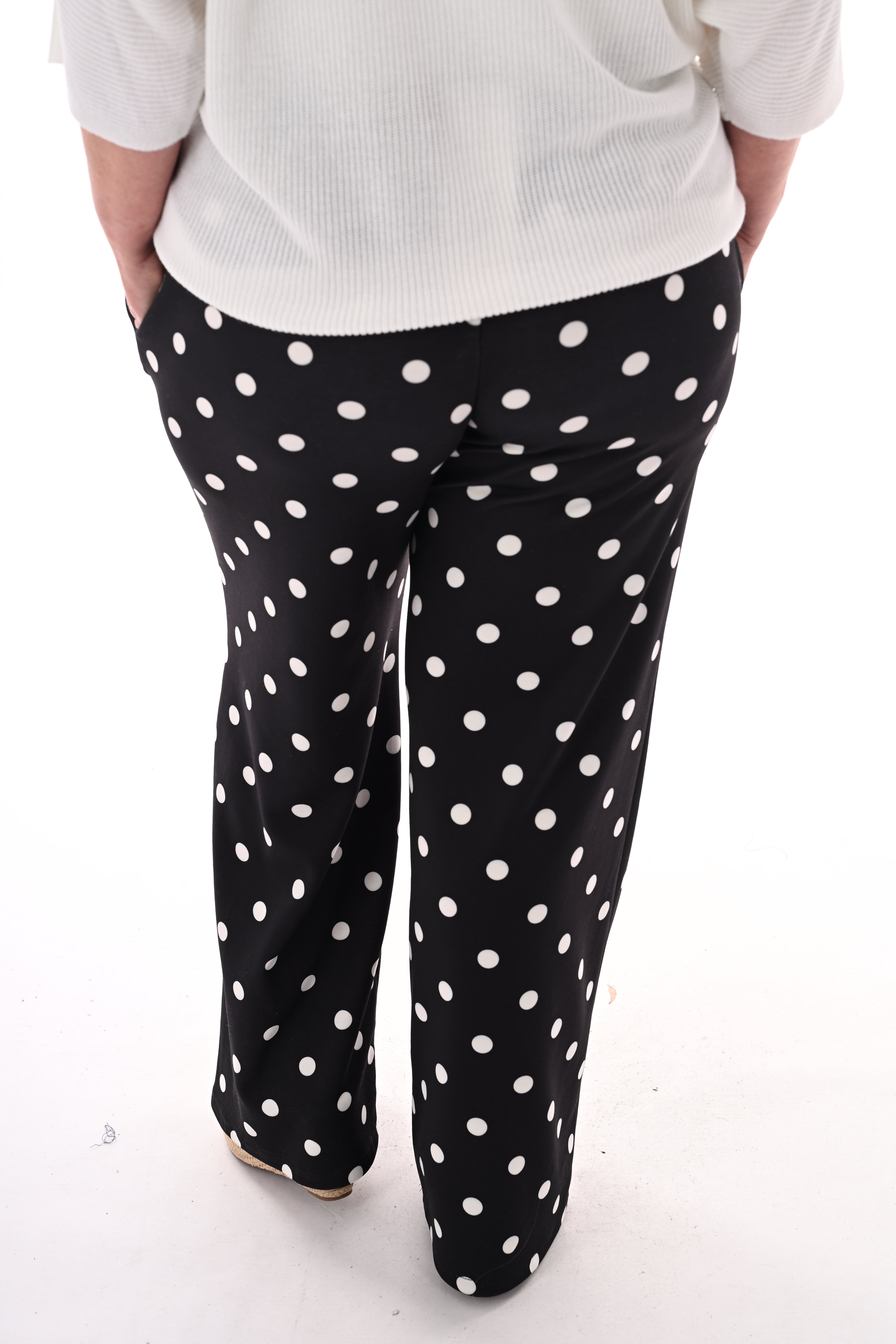 Broek stippen elastieken band zwart