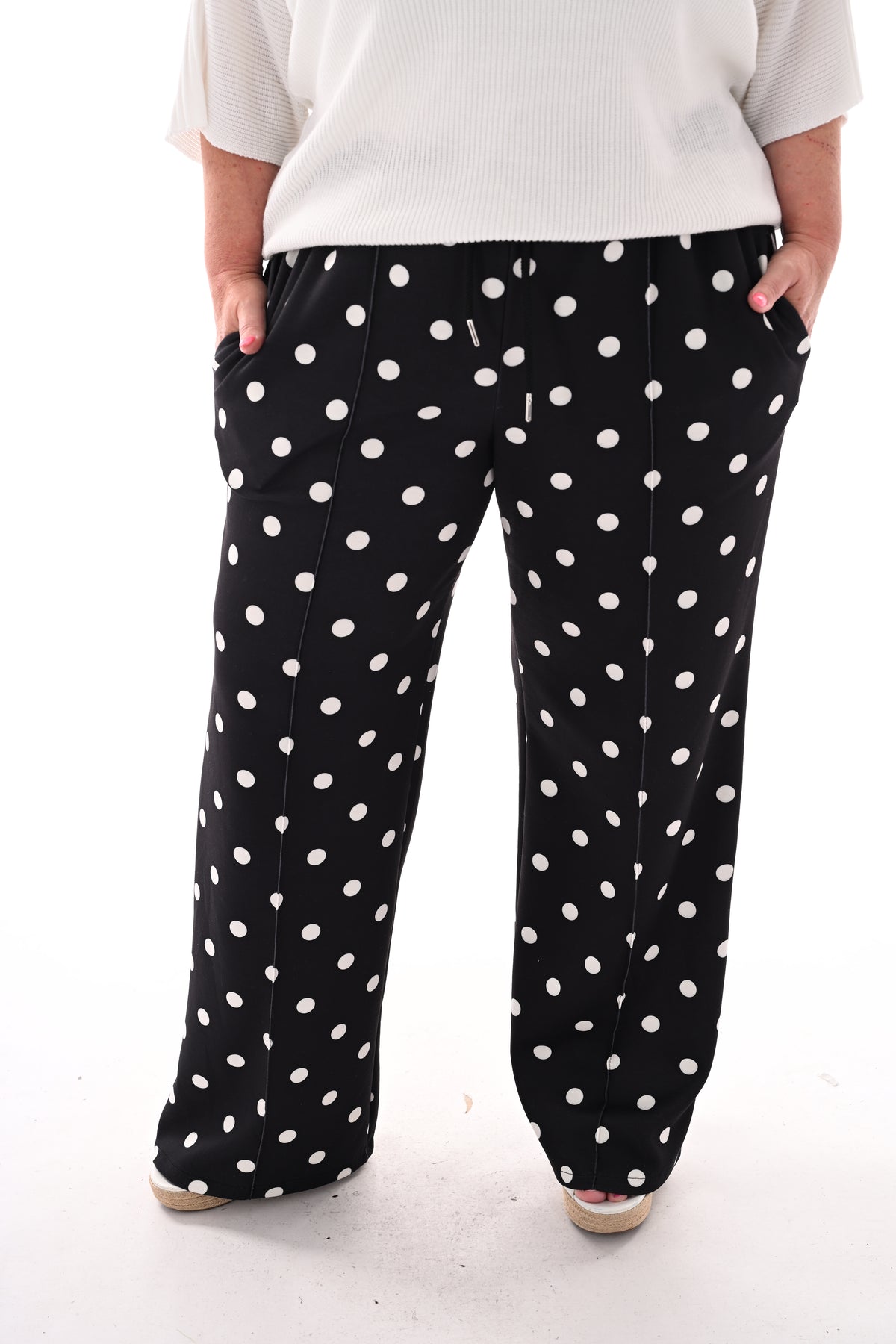 Broek stippen elastieken band zwart