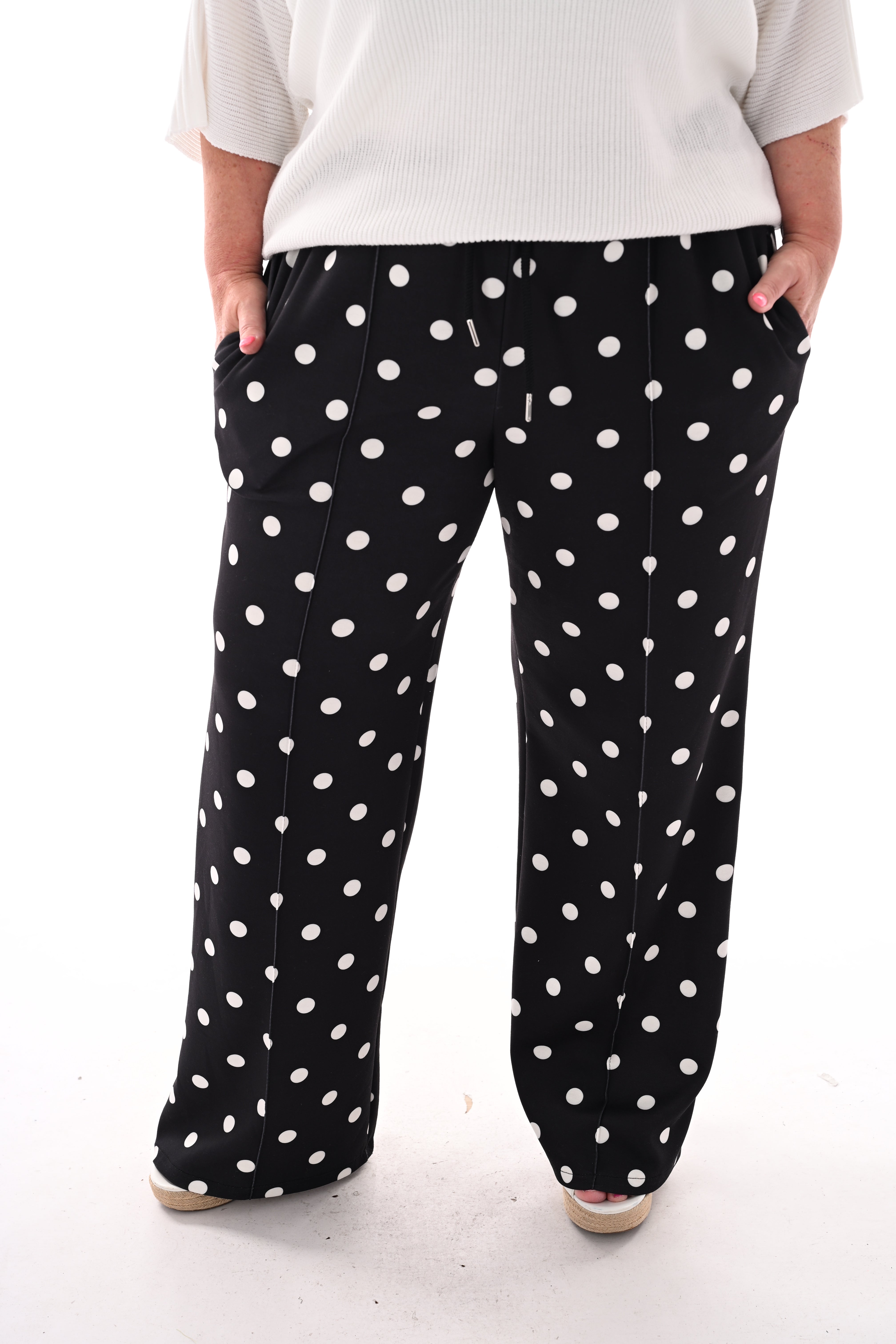 Broek stippen elastieken band zwart