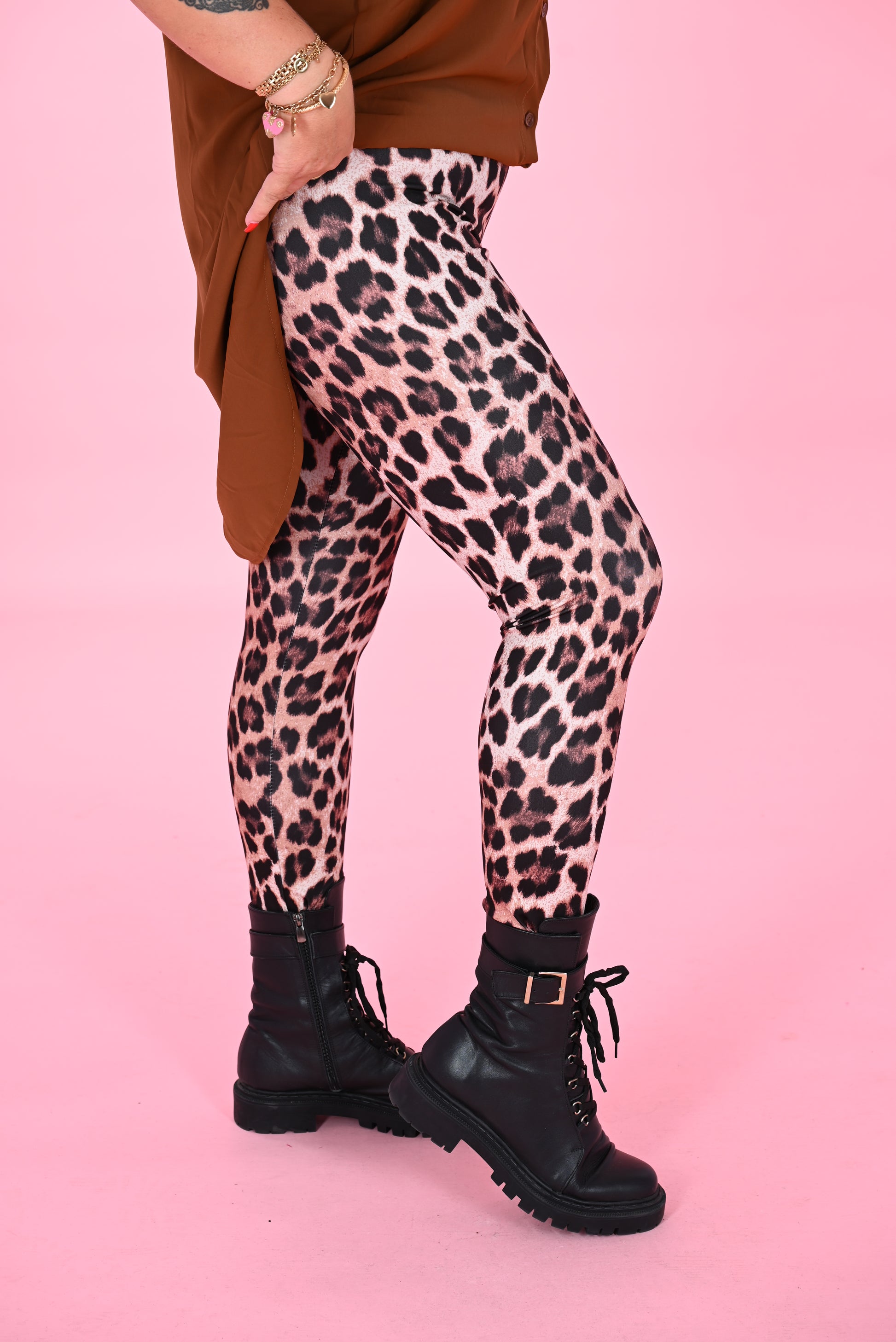 Legging panter bruin