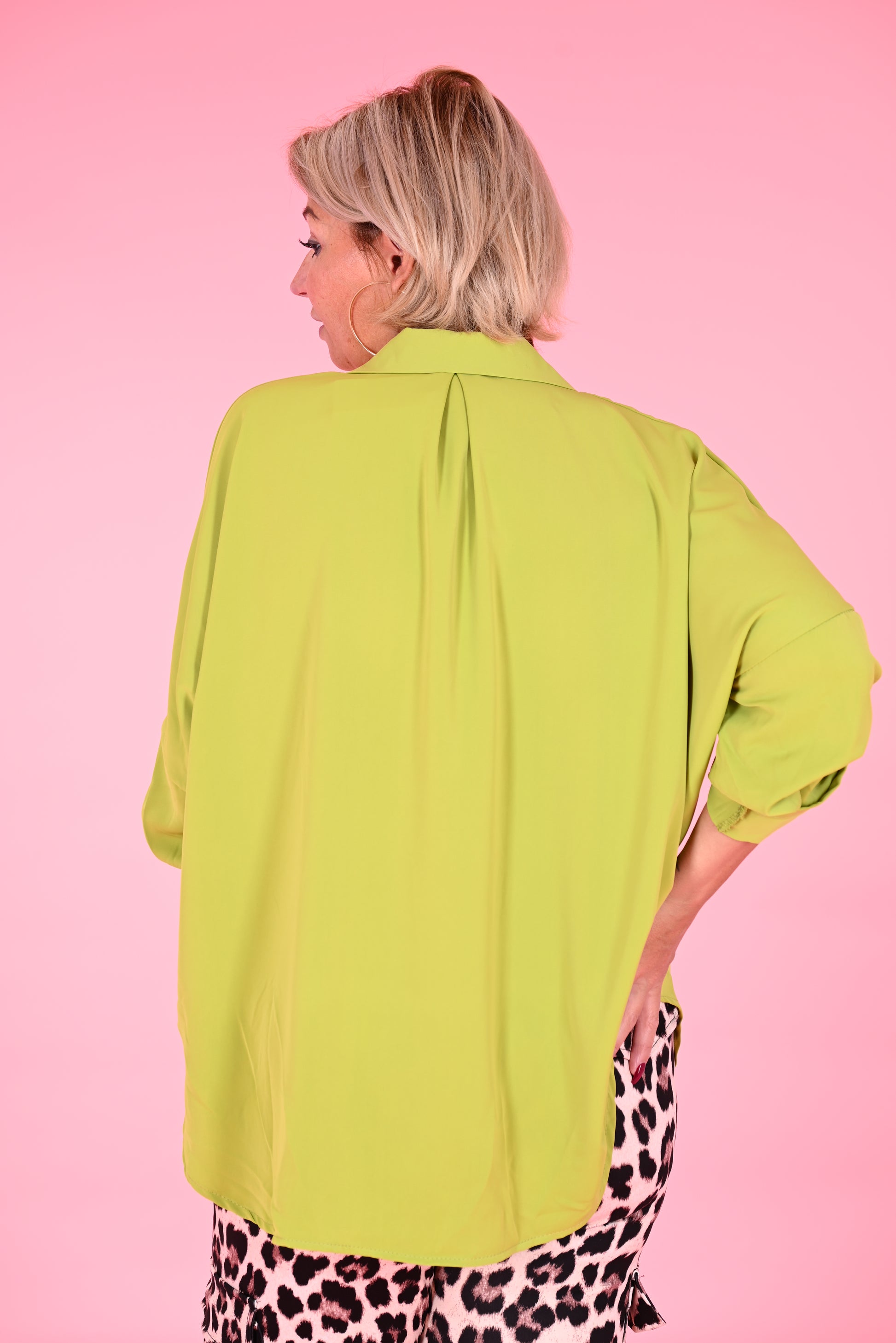 Oversized blouse ophaalmouwen lime