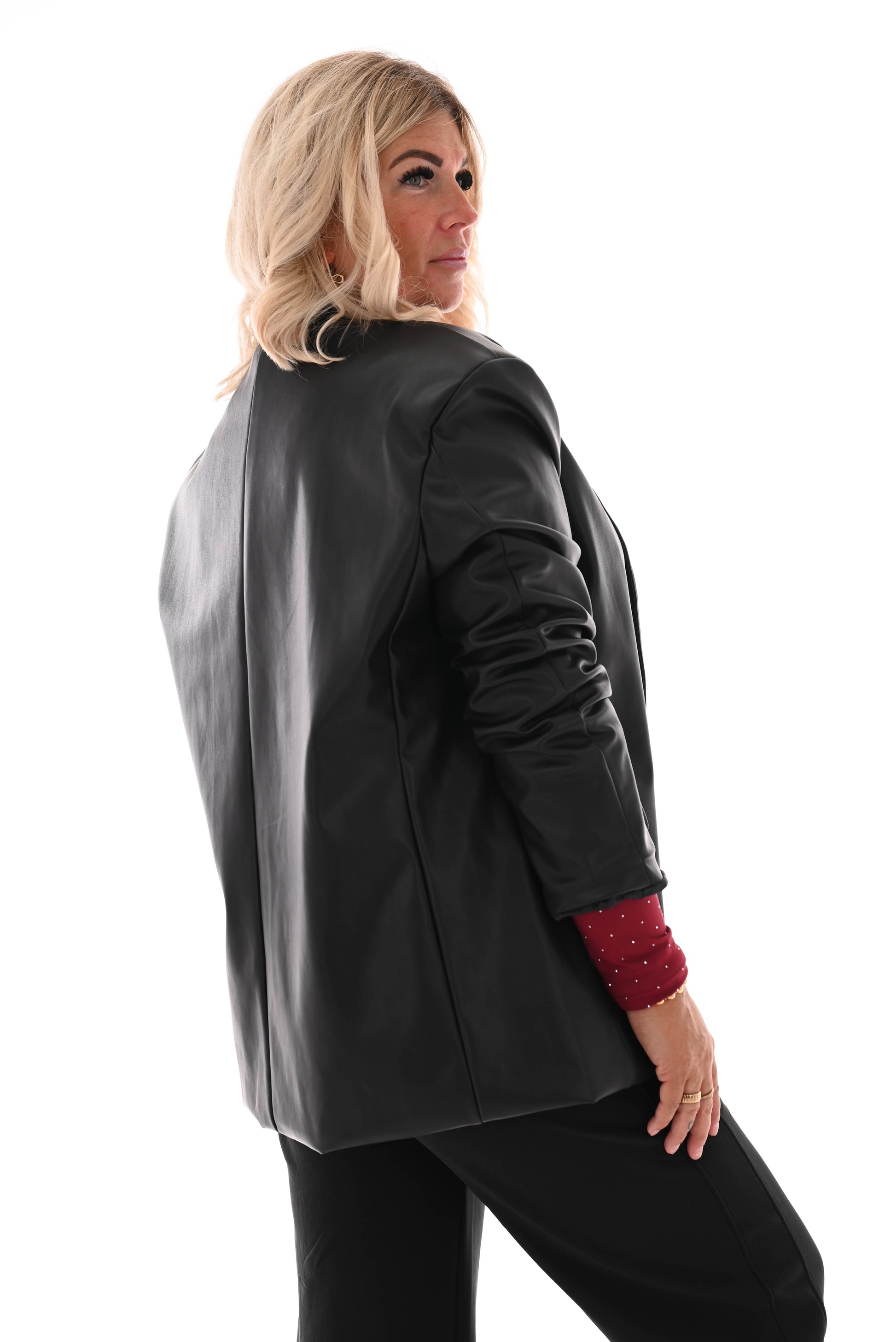 Leatherlook blazer zwart