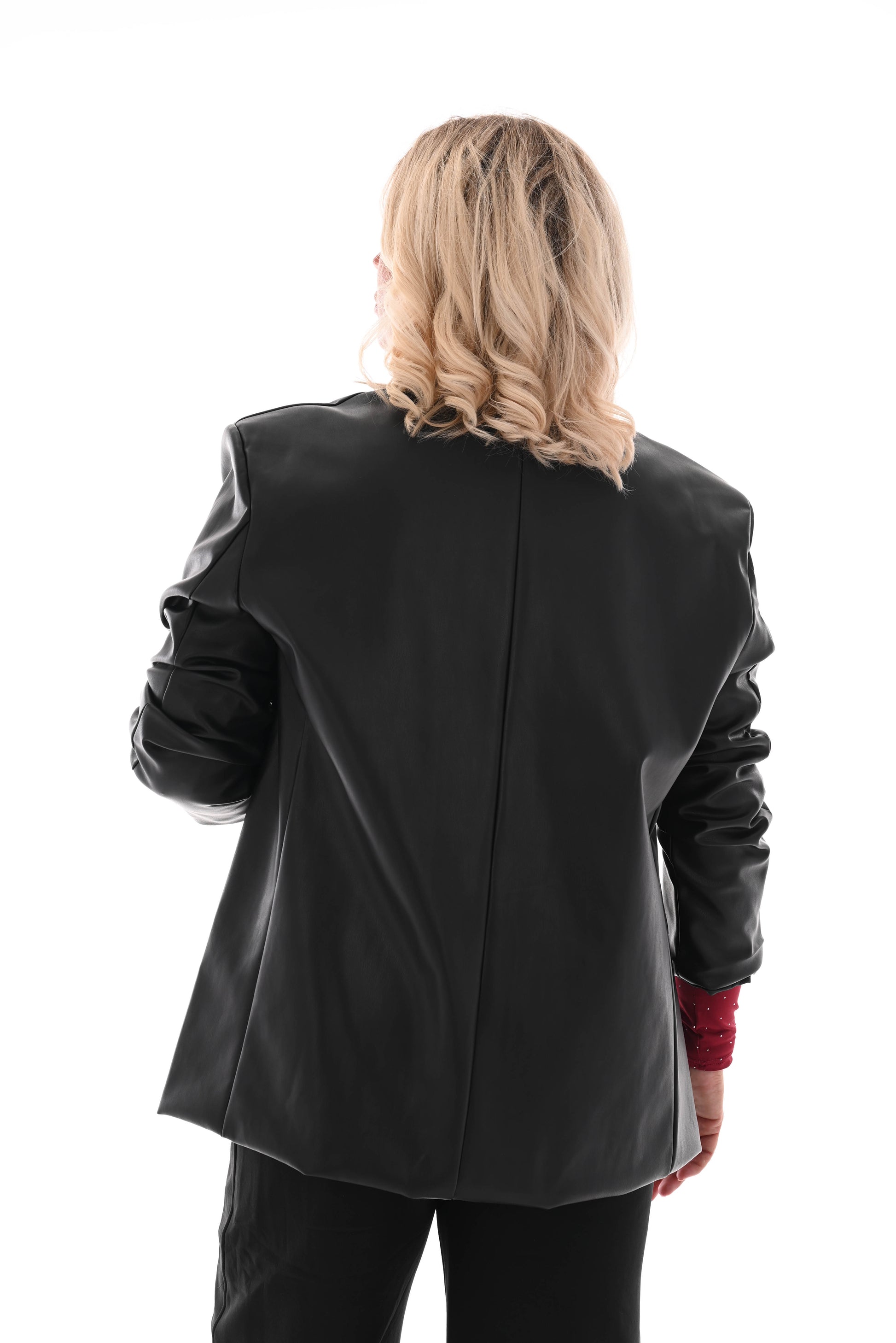 Leatherlook blazer zwart