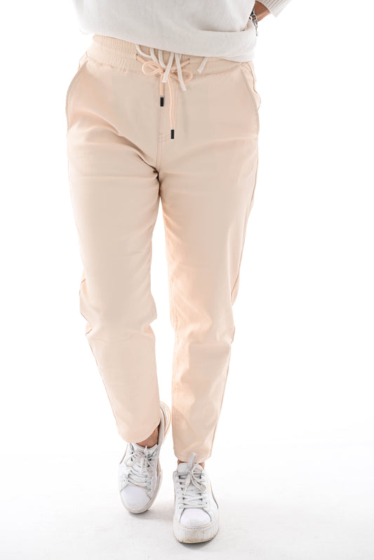 Norfy leatherlook jogger creme