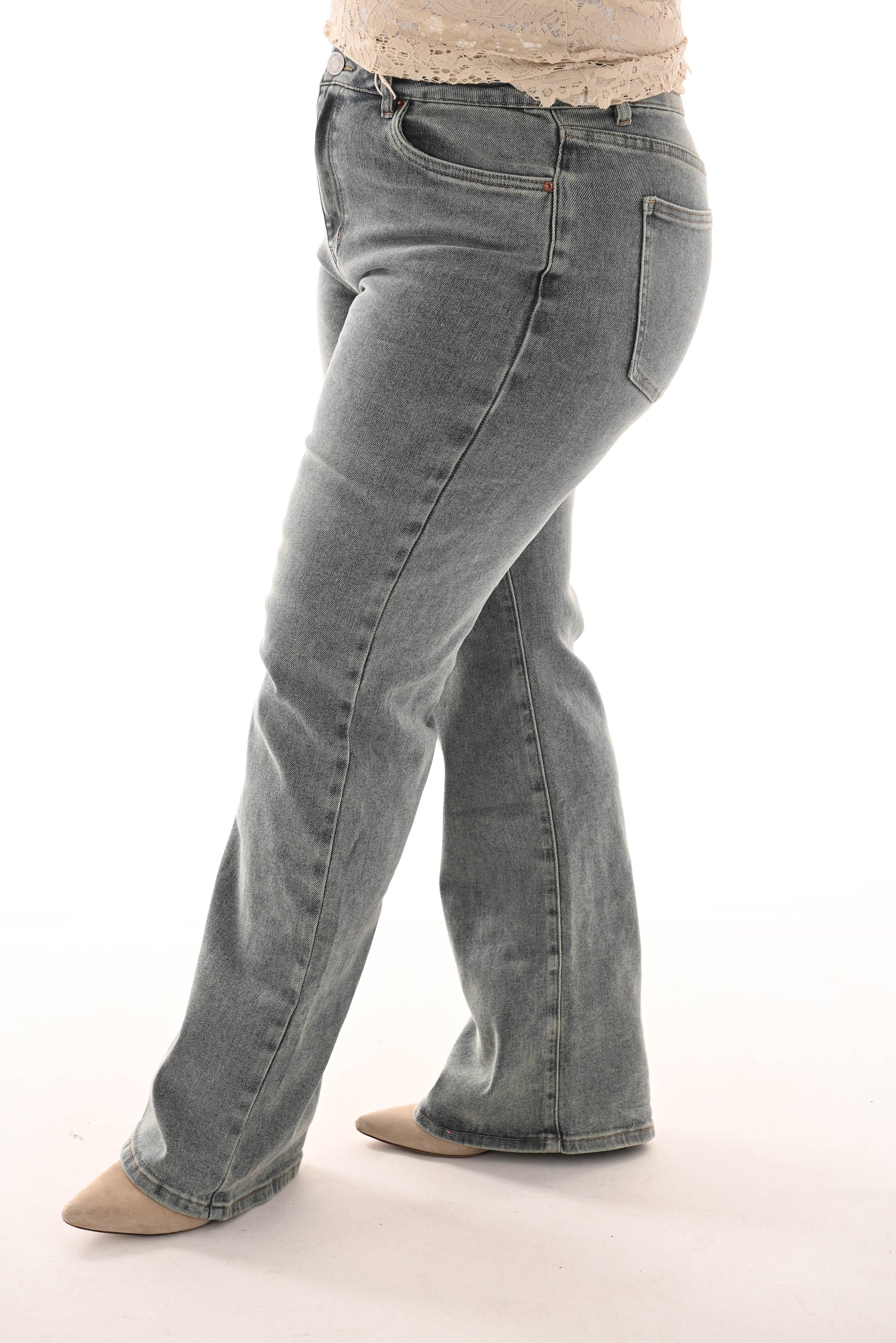 Norfy Wide leg jeans stonewash