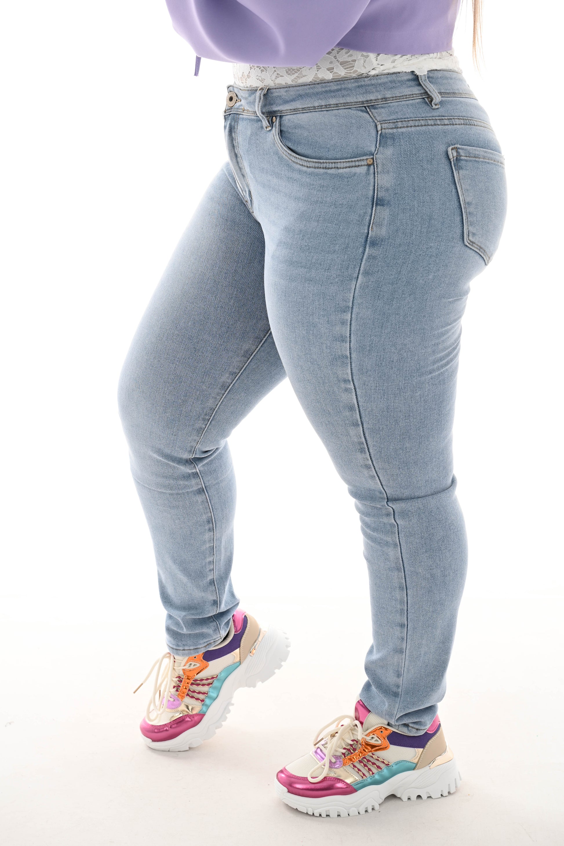 Norfy Slim Fit jeans high waist lichtblauw