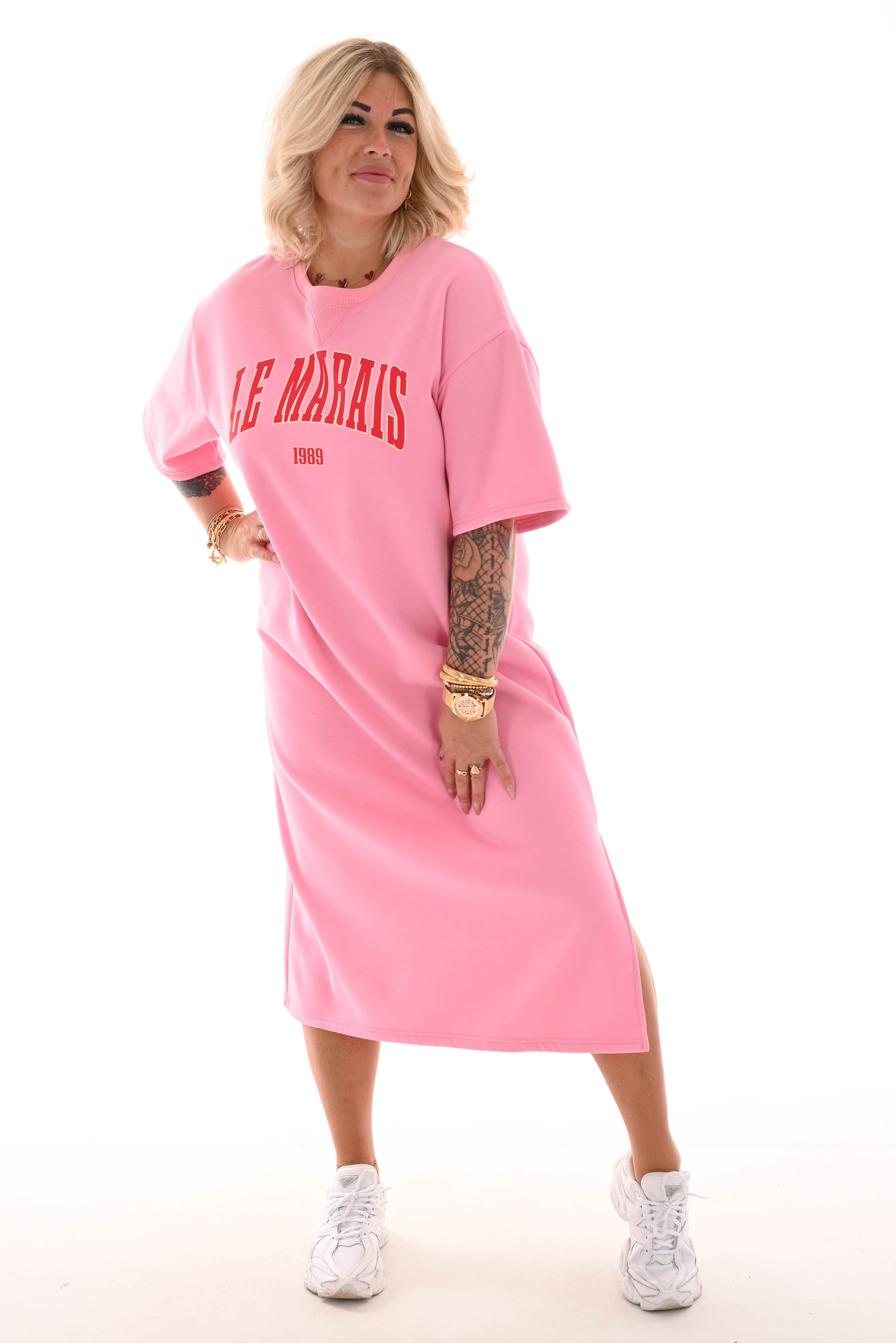 T-shirt dress Le Marais roze