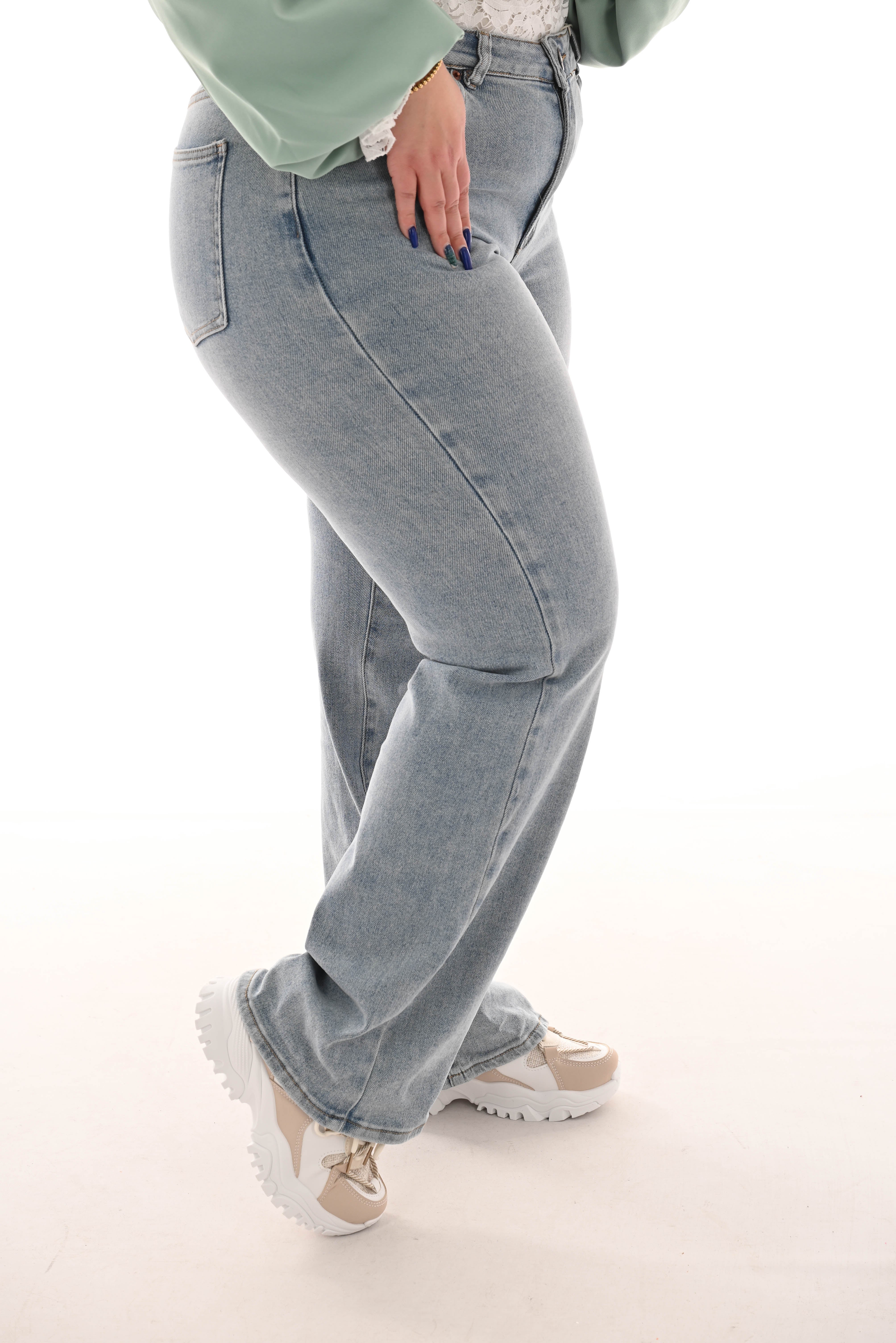 Norfy Wide leg jeans lichtblauwe wassing