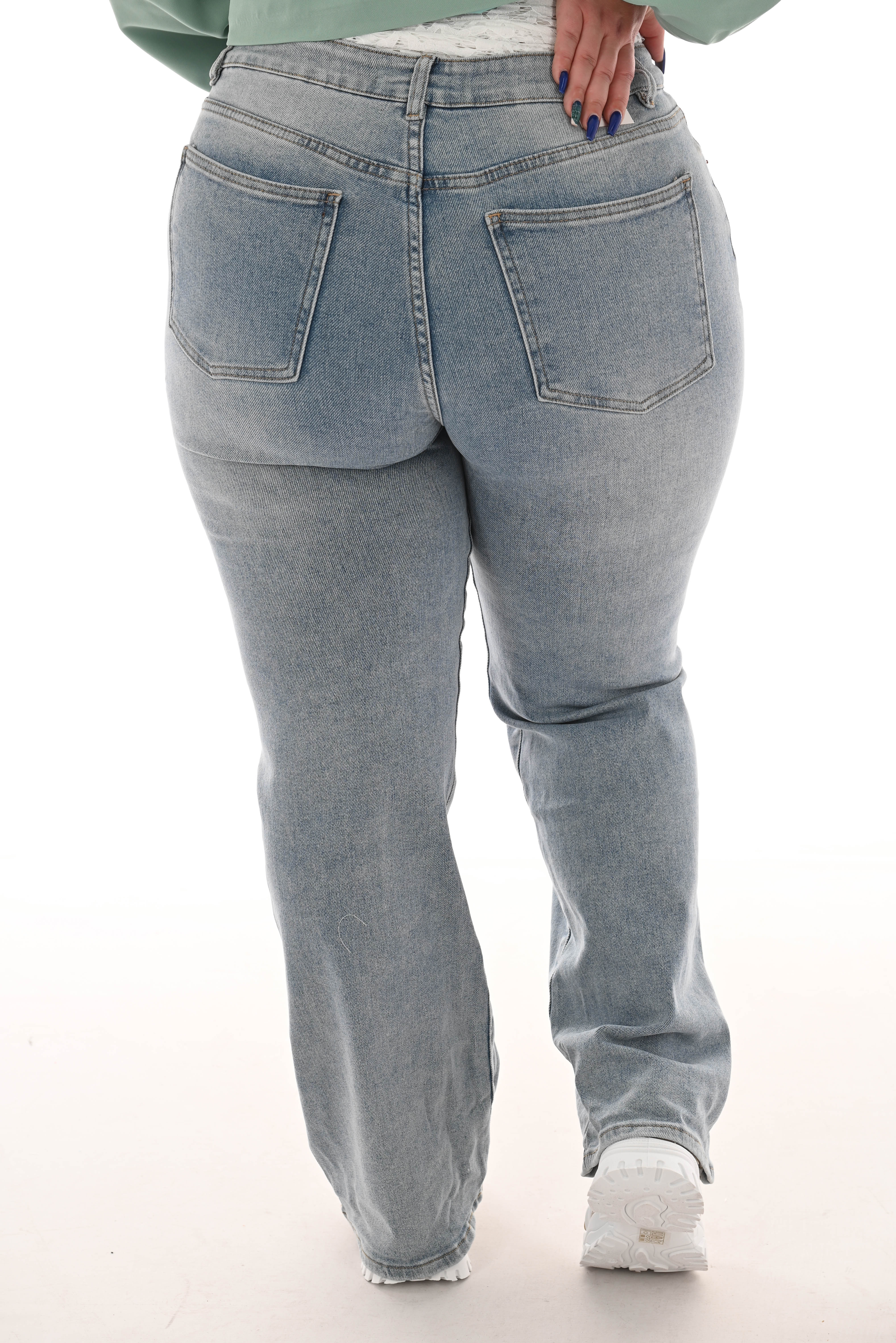 Norfy Wide leg jeans lichtblauwe wassing