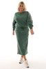 Tweedelig set sweater en rok groen