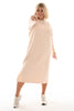 Sweaterdress met bies beige/rood