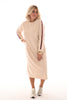 Sweaterdress met bies beige/rood