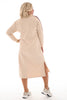 Sweaterdress met bies beige/rood