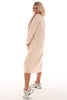 Sweaterdress met bies beige/rood