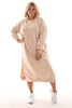 Sweaterdress met splitjes beige