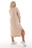 Sweaterdress met splitjes beige