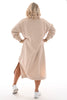 Sweaterdress met splitjes beige