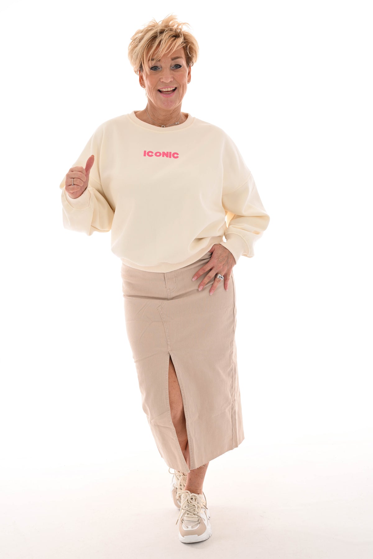 VS Miss rok hoge split beige