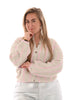 Geknoopt vest met streep beige/roze