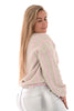 Geknoopt vest met streep beige/roze