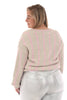 Geknoopt vest met streep beige/roze
