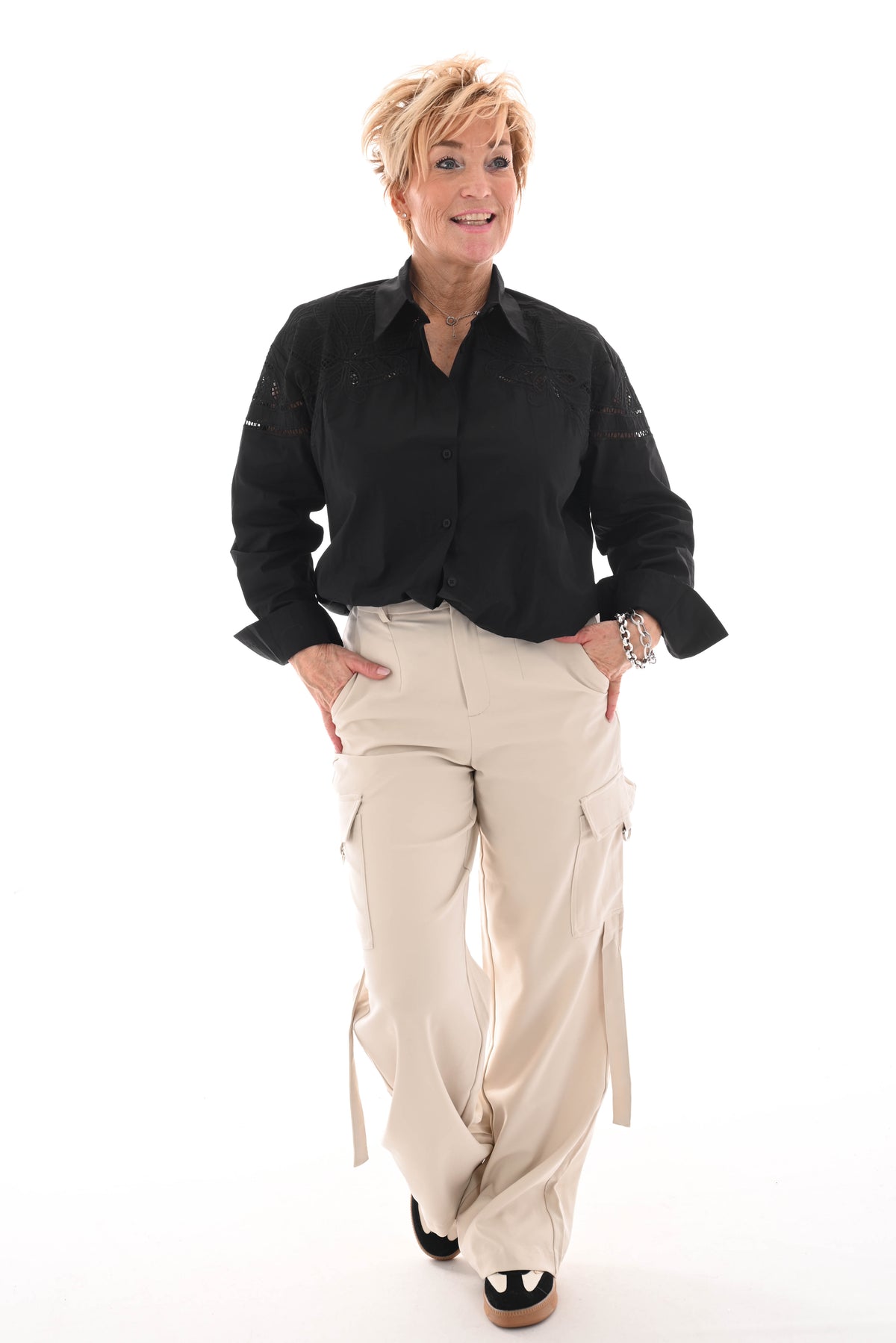 Pantalon broek cargo beige