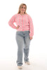 Geknoopt vest met streep lichtroze/grijs