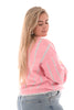 Geknoopt vest met streep lichtroze/grijs
