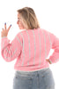 Geknoopt vest met streep lichtroze/grijs