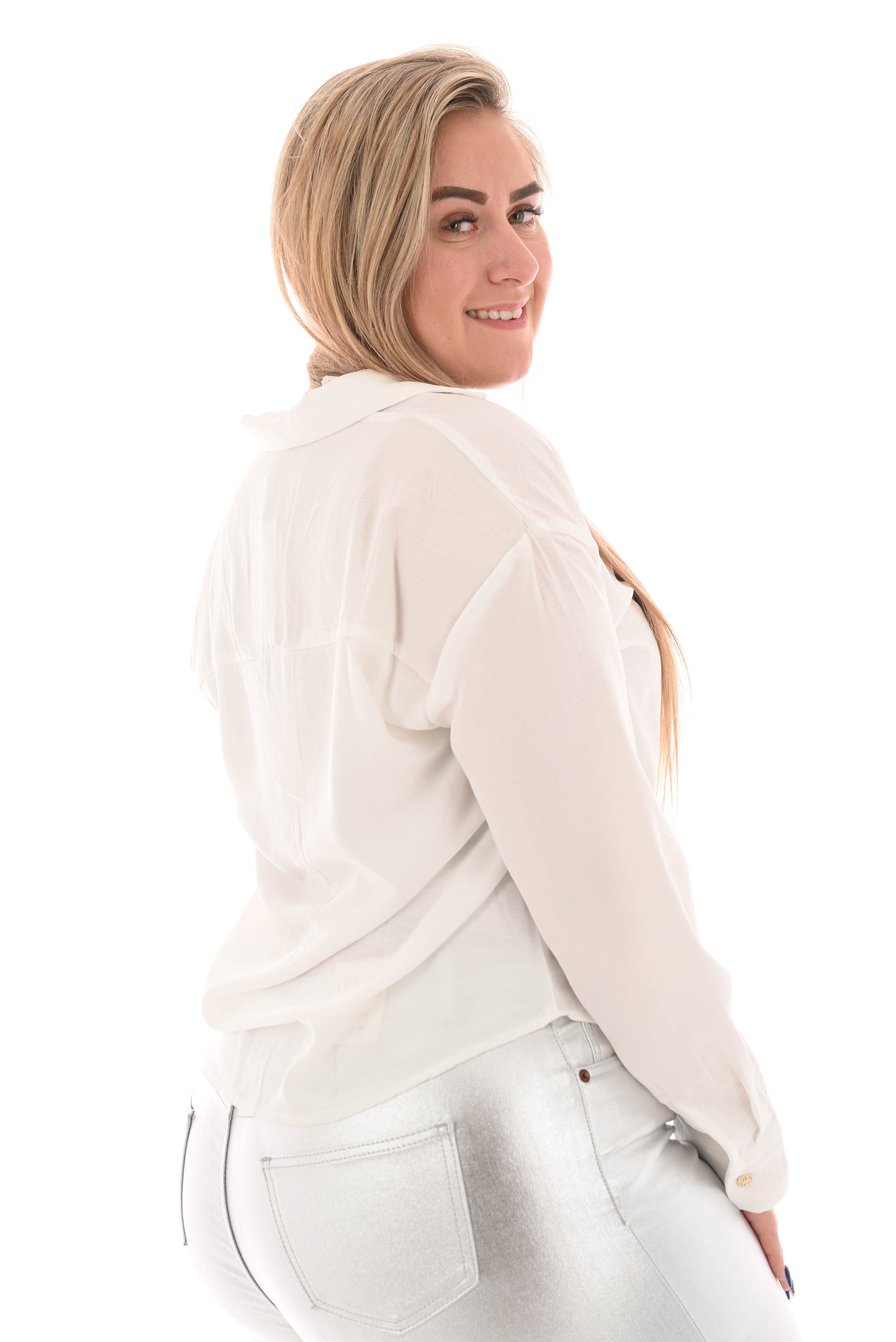 Blouse kanten v-hals wit